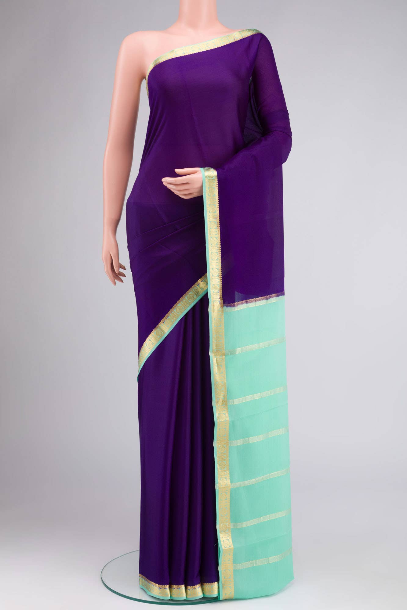 Blue Crepe Saree