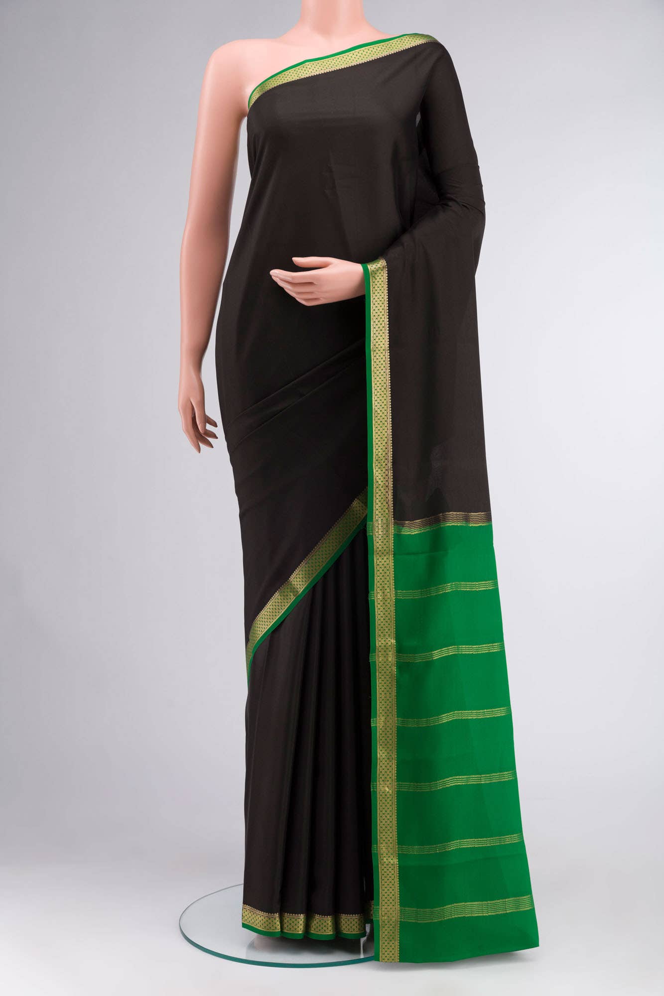 Black Mysore Crepe Saree