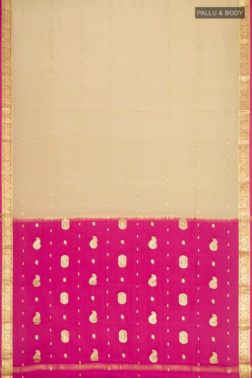 Beige Mysore Crepe Saree