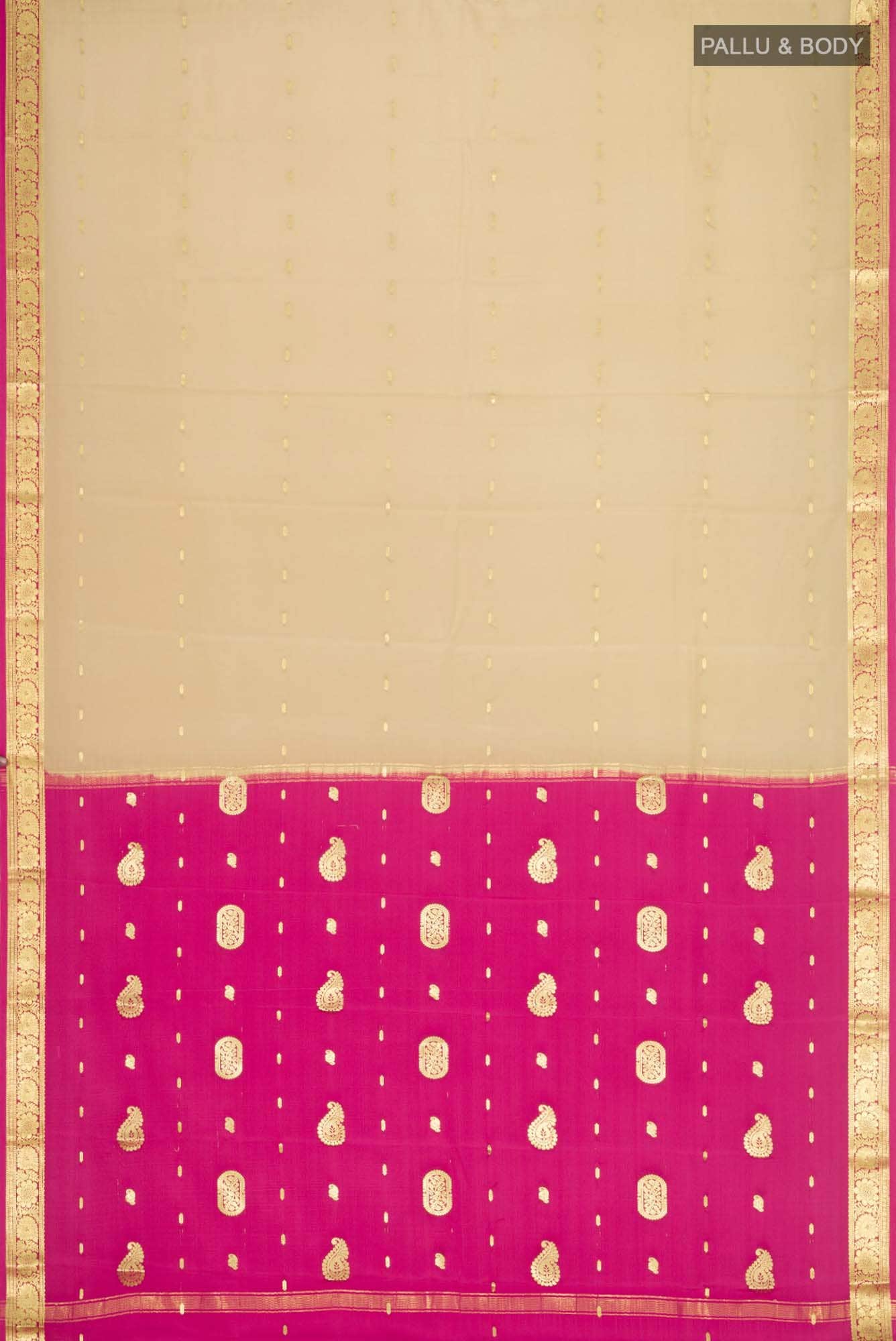 Beige Mysore Crepe Saree