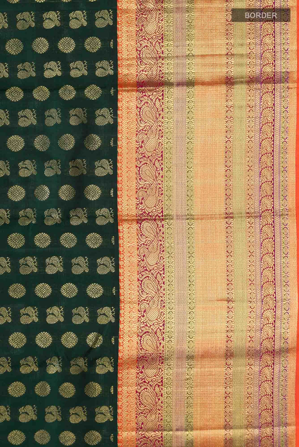 Bottle Green Kanchipuram Silk Saree