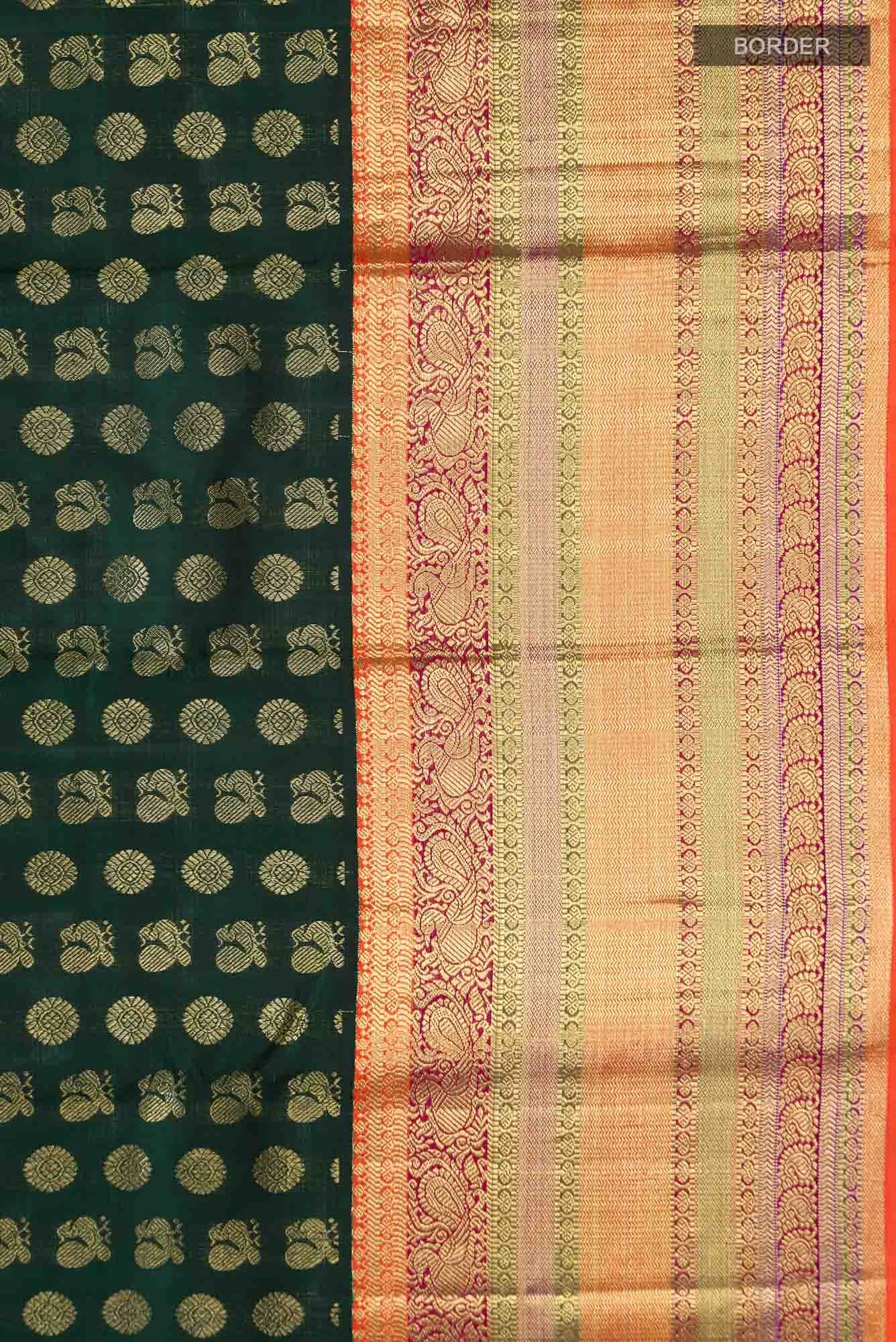 Bottle Green Kanchipuram Silk Saree