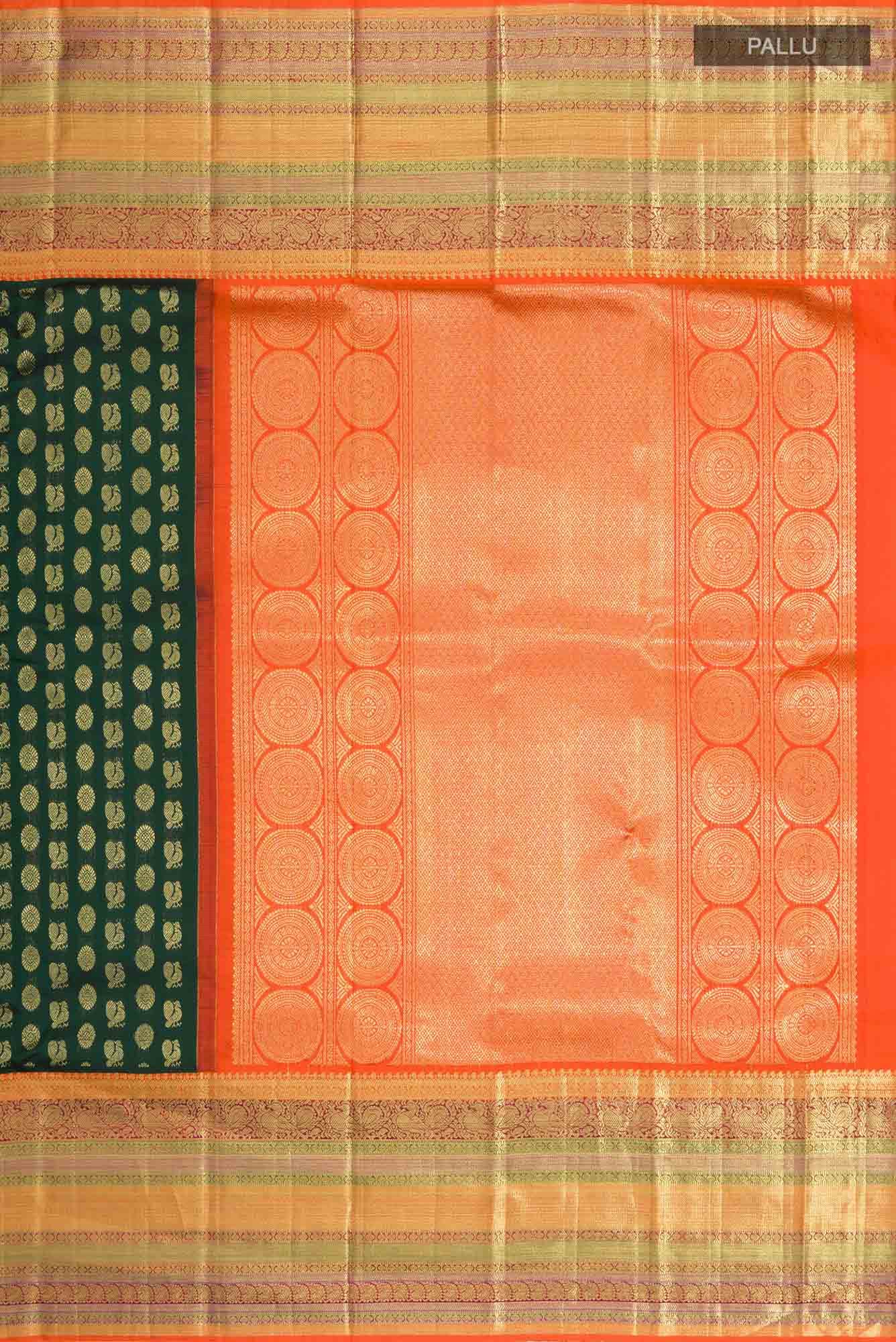 Bottle Green Kanchipuram Silk Saree