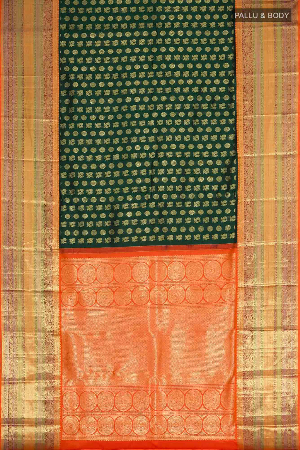 Bottle Green Kanchipuram Silk Saree