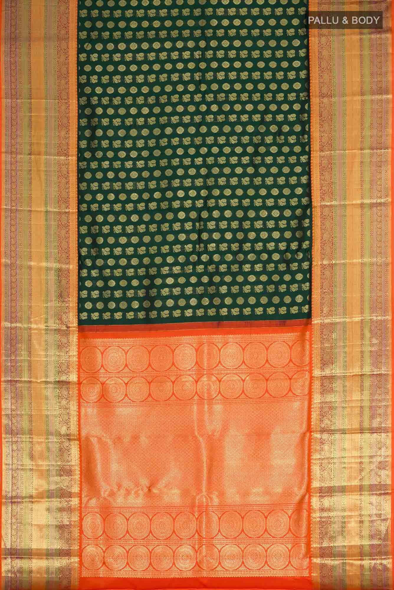 Bottle Green Kanchipuram Silk Saree