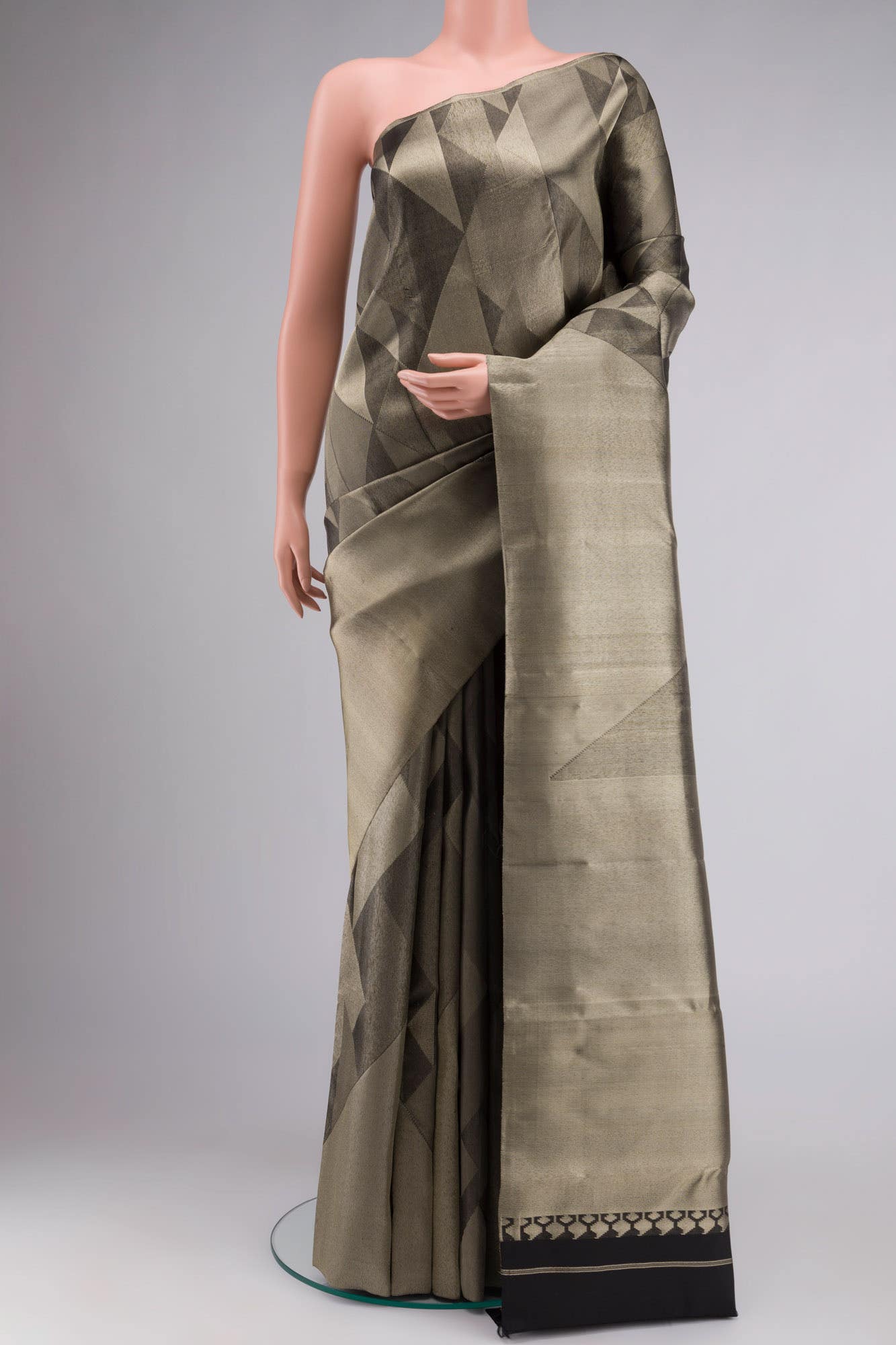 Black Kanchipuram Tissue Silk Saree