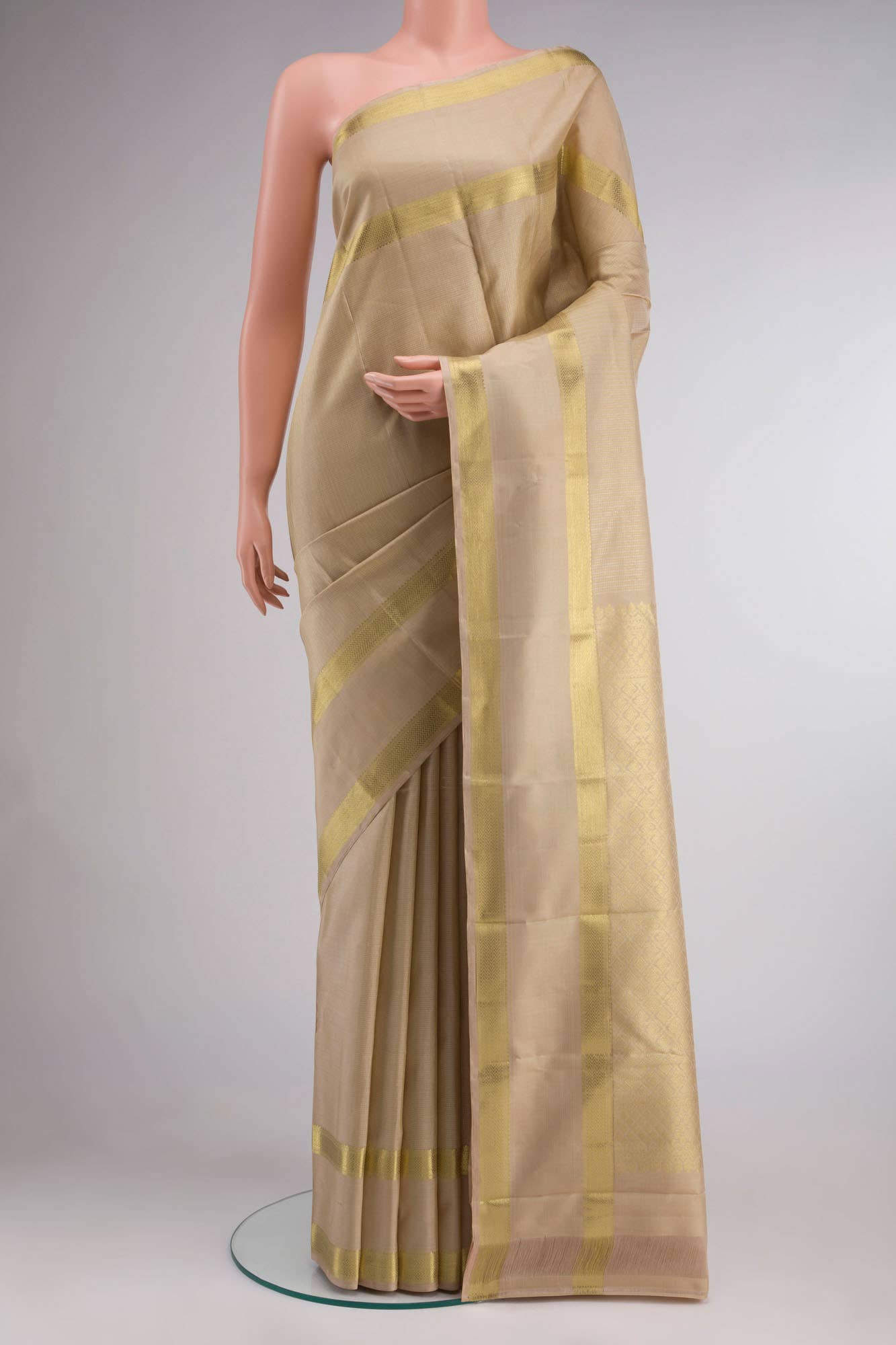 Beige Kanchipuram Silk Saree