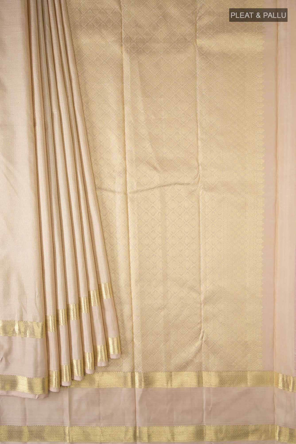 Beige Kanchipuram Silk Saree