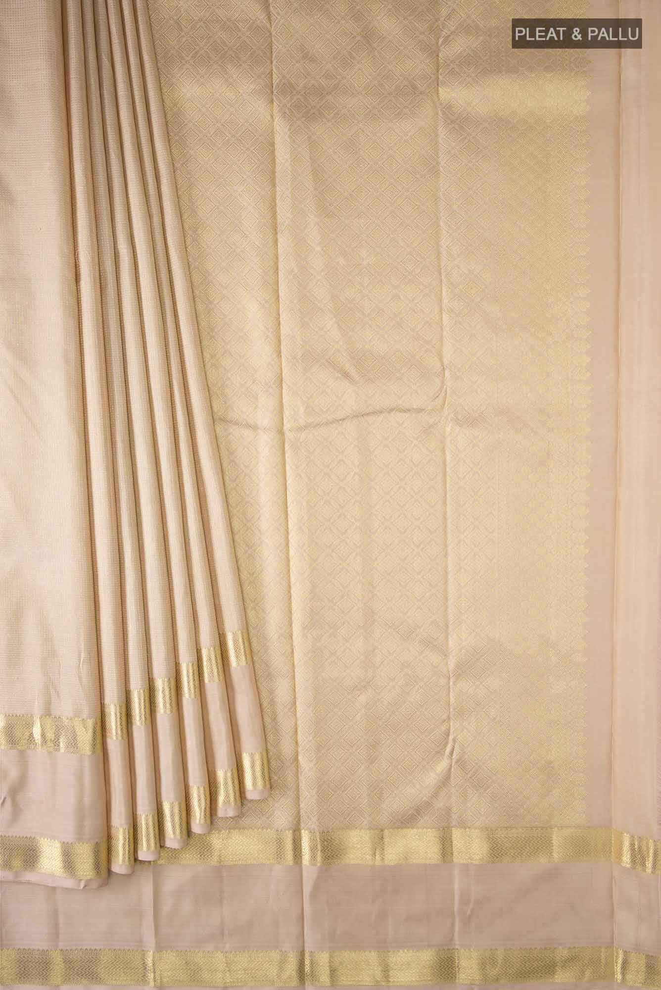 Beige Kanchipuram Silk Saree