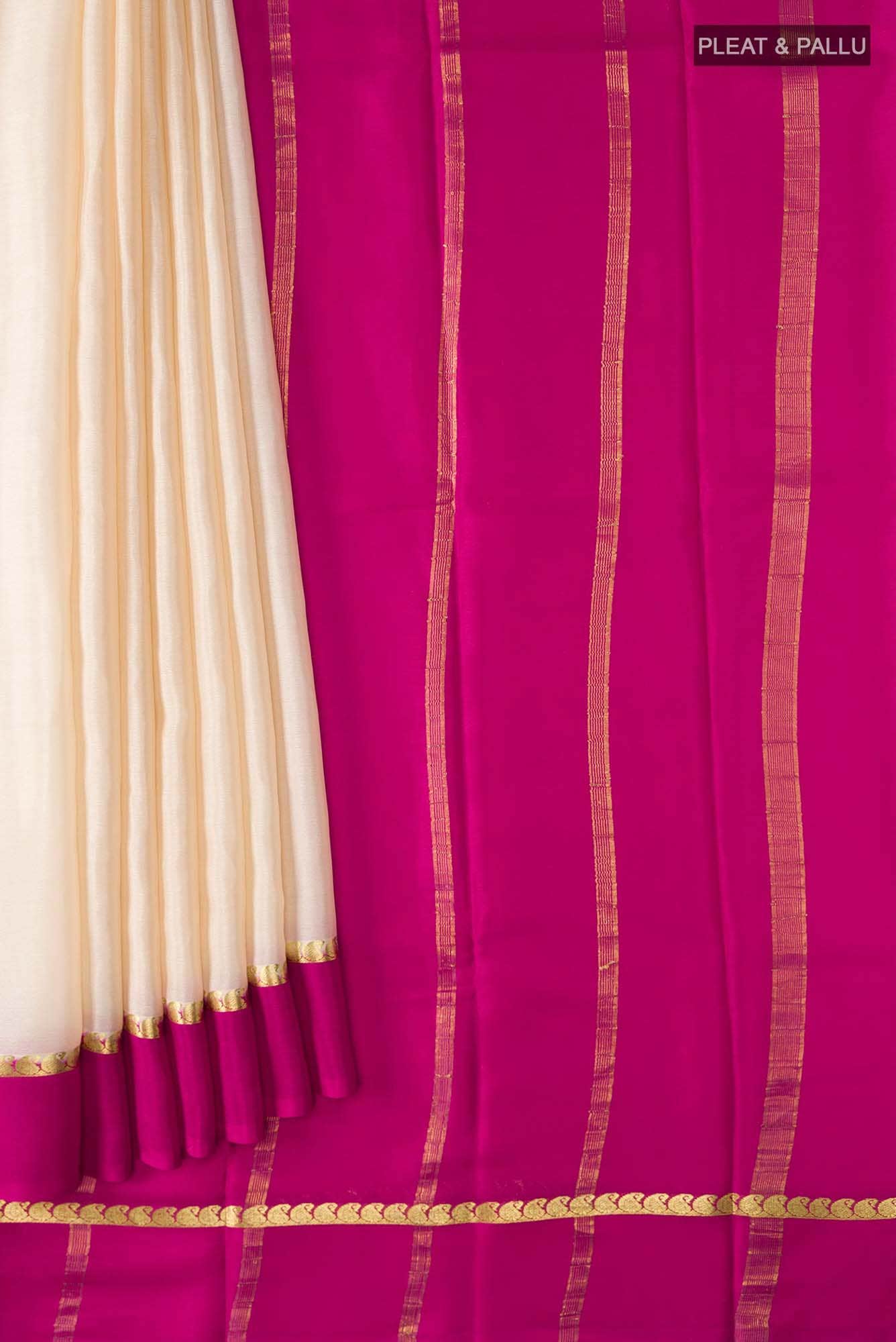 Cream Mysore Crepe Saree