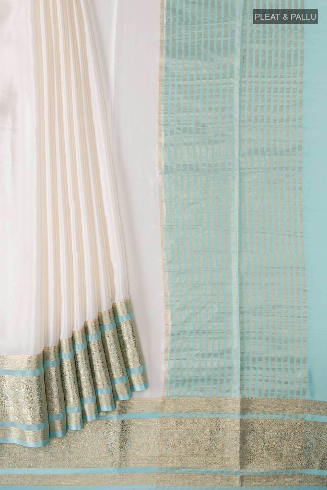 Cream Mysore Crepe Saree