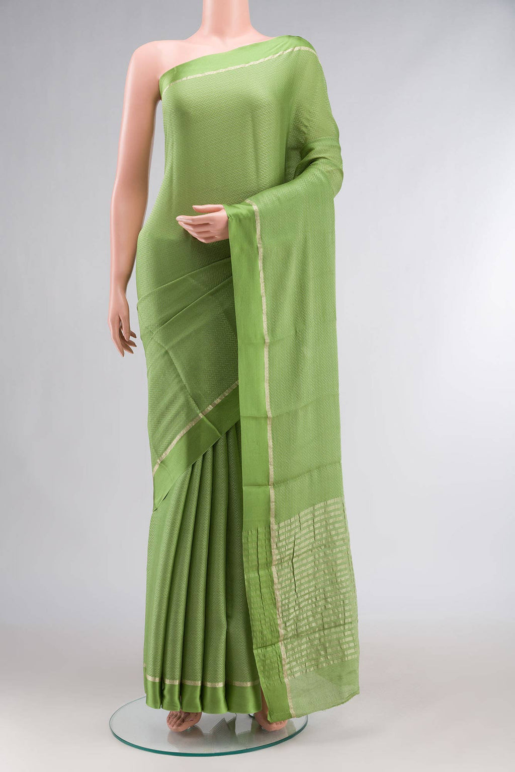 Green Mysore Crepe Saree