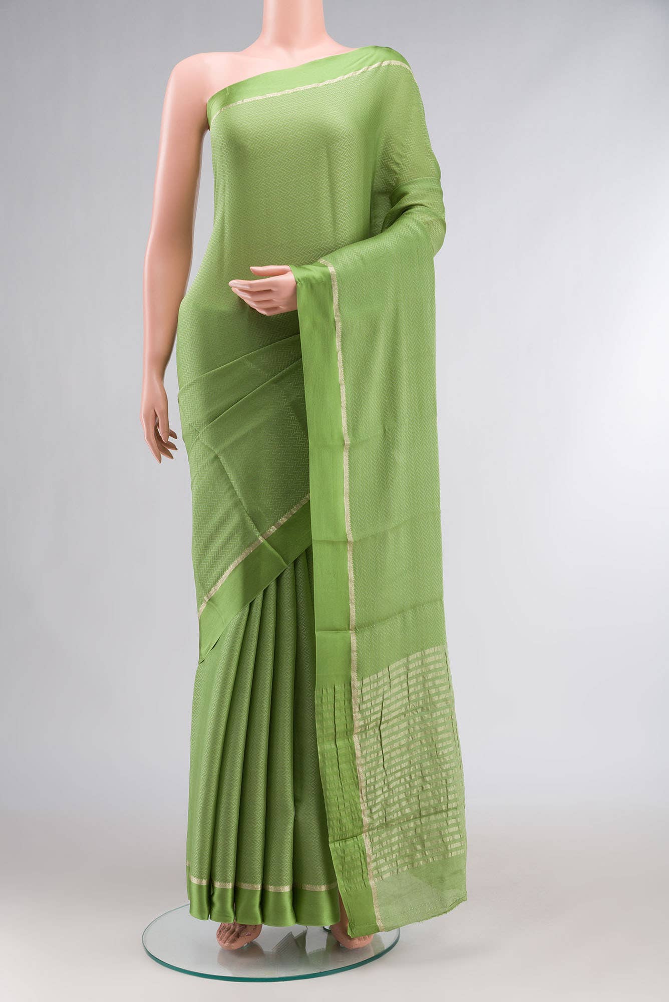 Green Mysore Crepe Saree