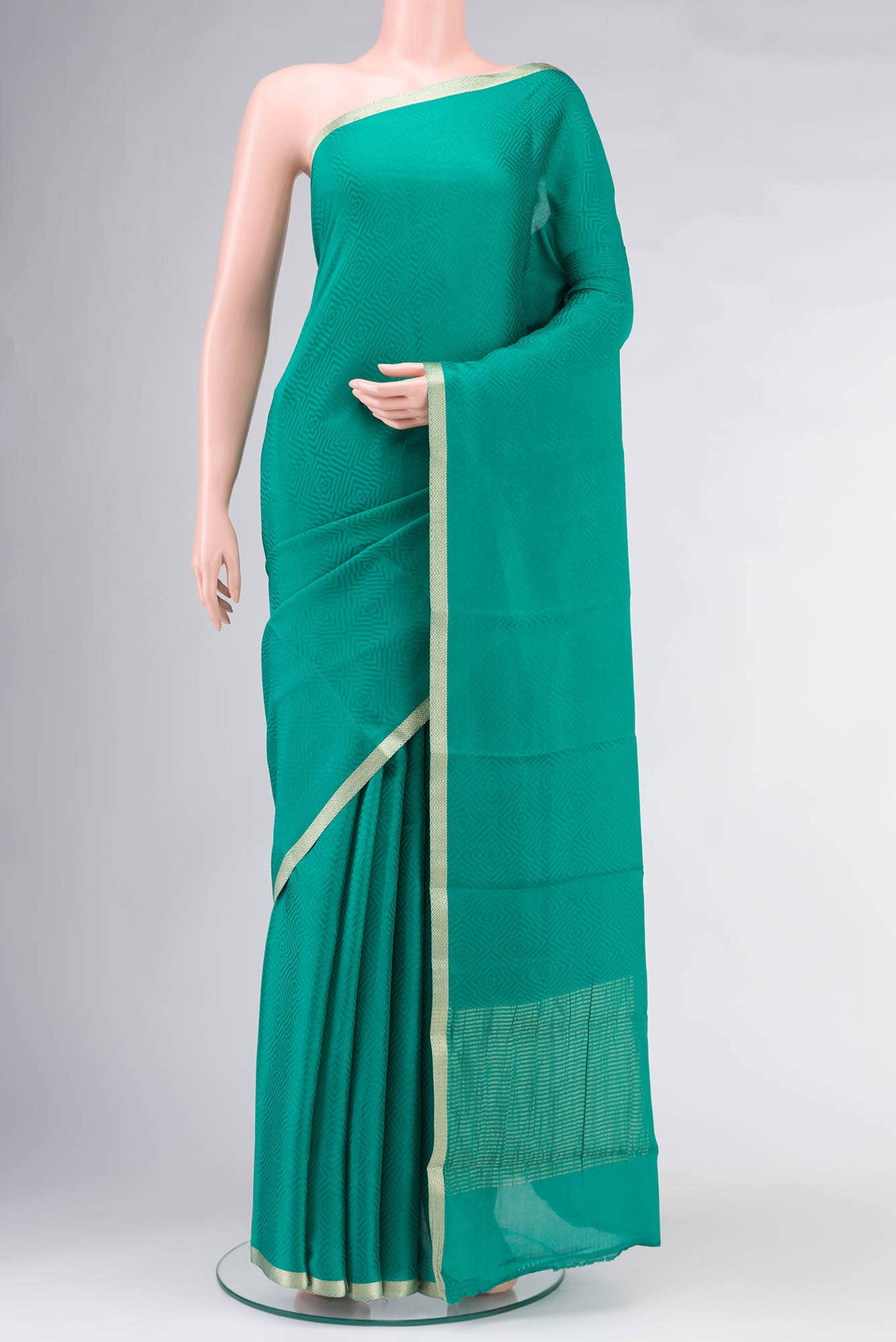 Teal Mysore Crepe Saree