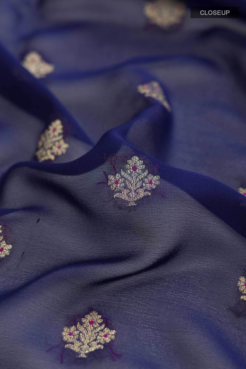 Blue Mysore Georgette Saree