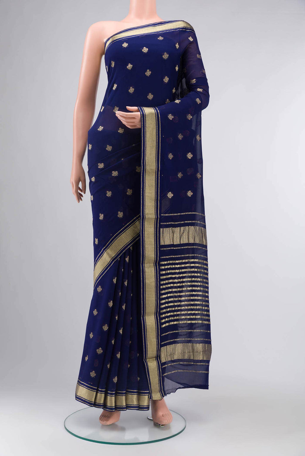 Blue Mysore Georgette Saree
