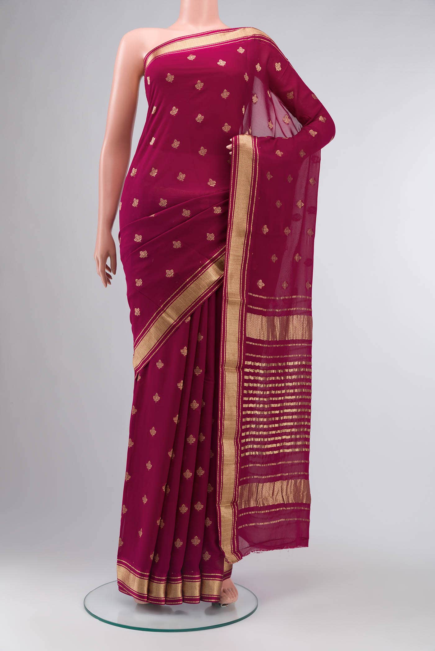 Magenta Mysore Georgette Saree