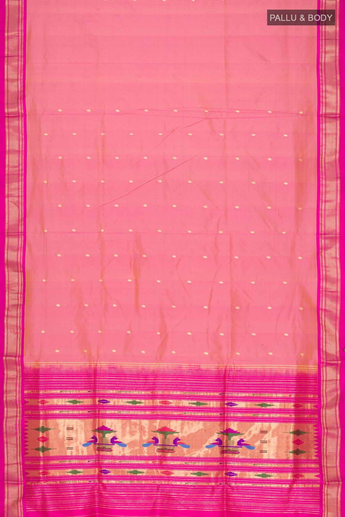 Pink with Yellow Dual Tone Paithani Silk Saree