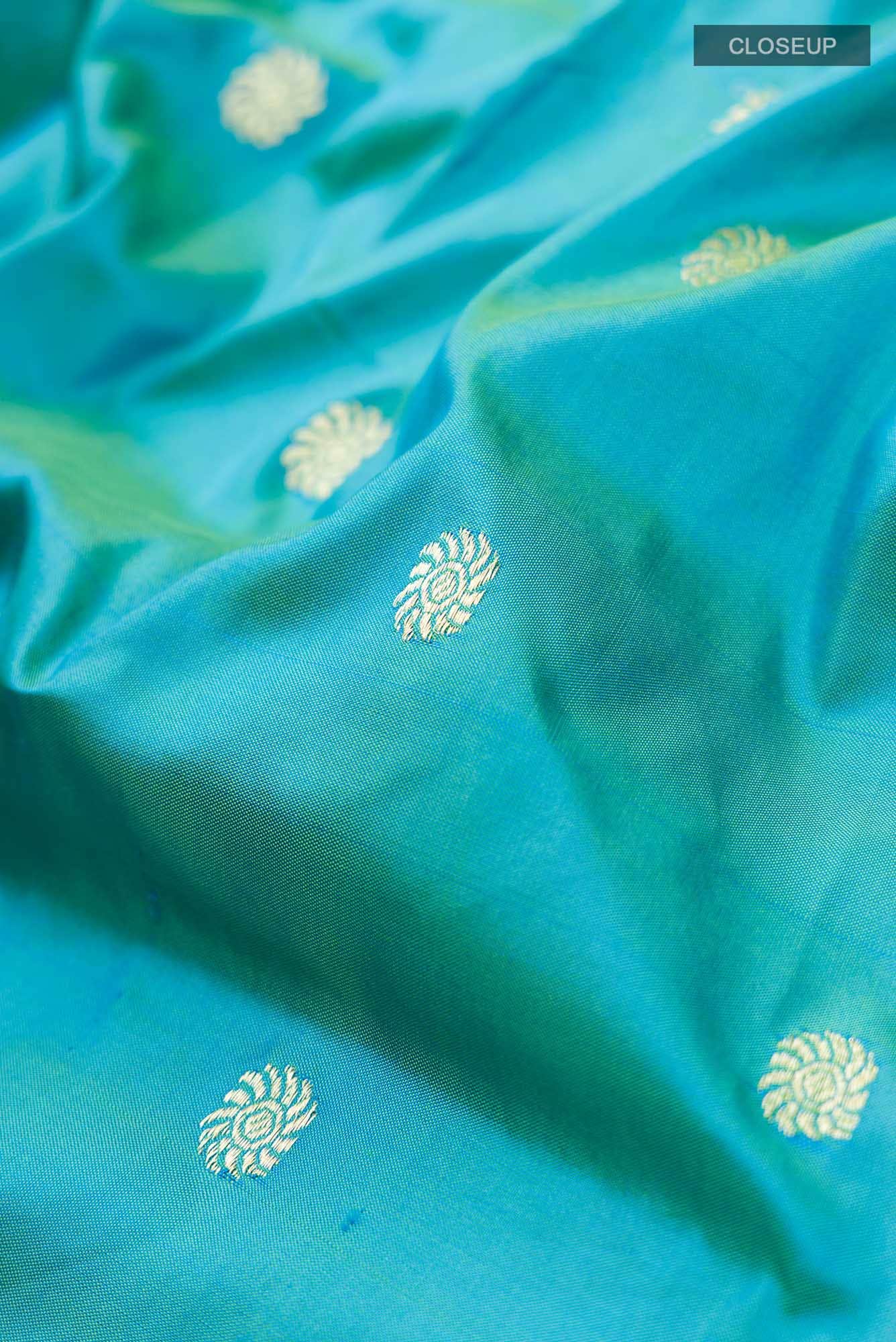 Blue with Green Dual Tone Paithani Silk Saree