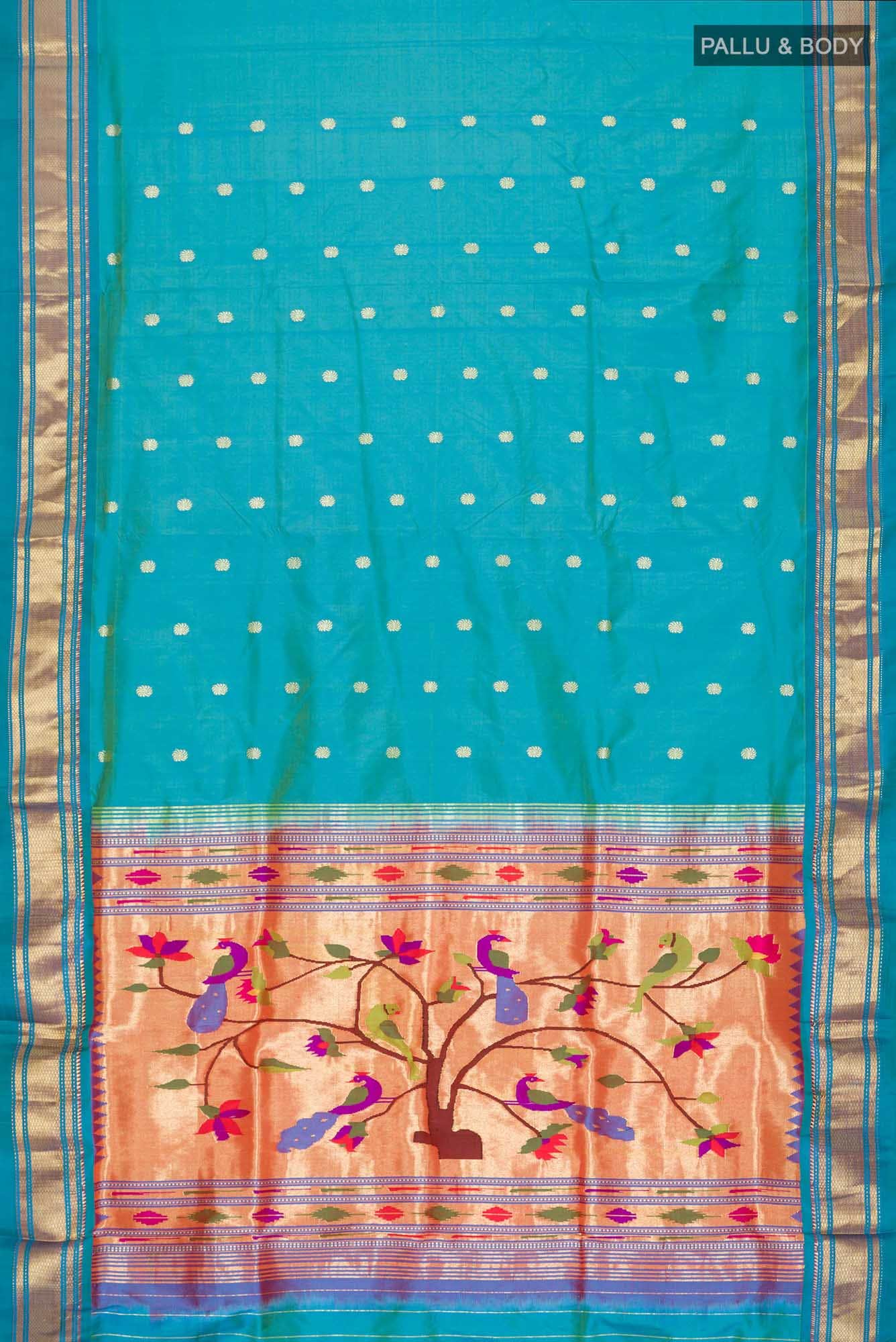 Blue with Green Dual Tone Paithani Silk Saree