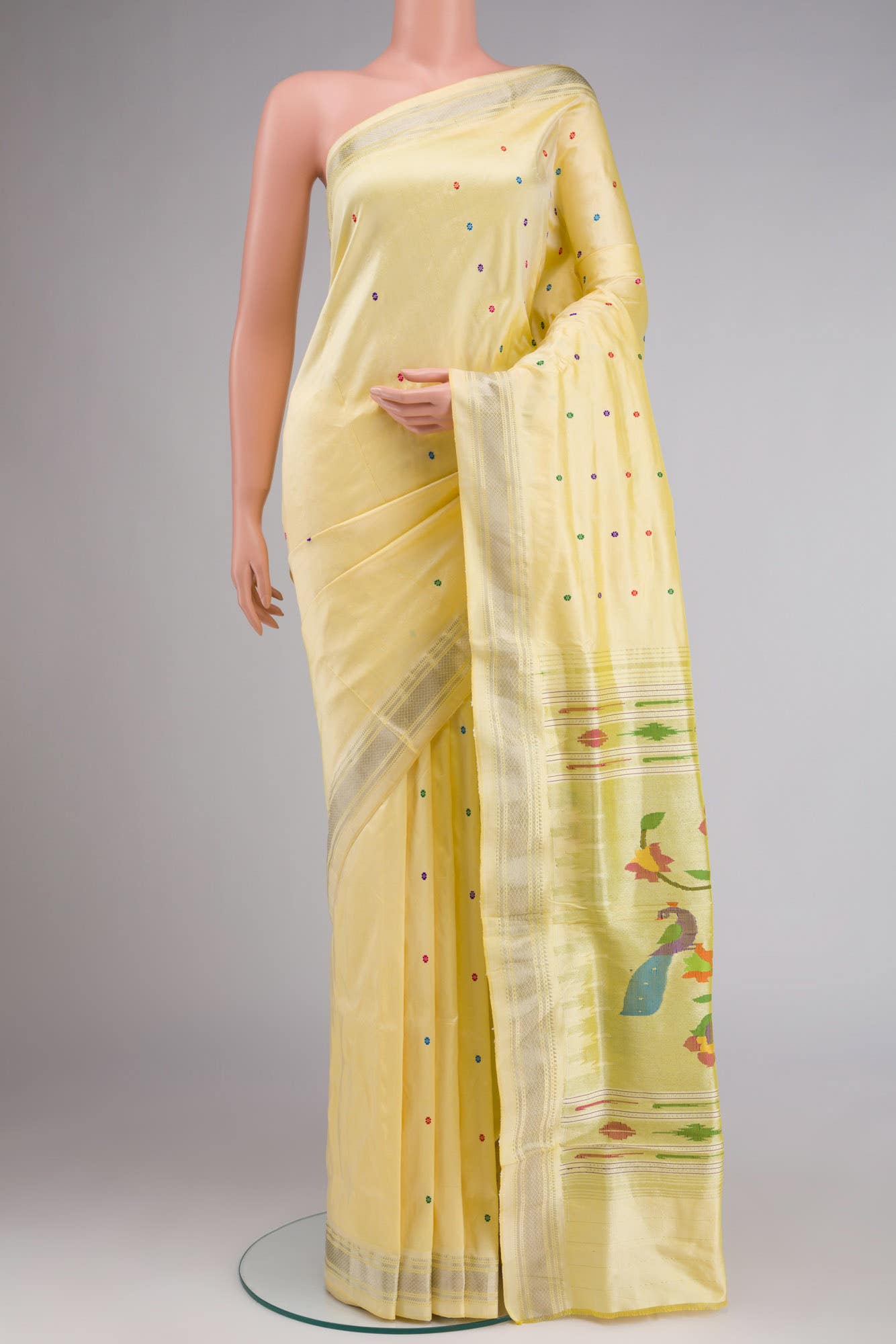 Yellow Paithani Silk Saree