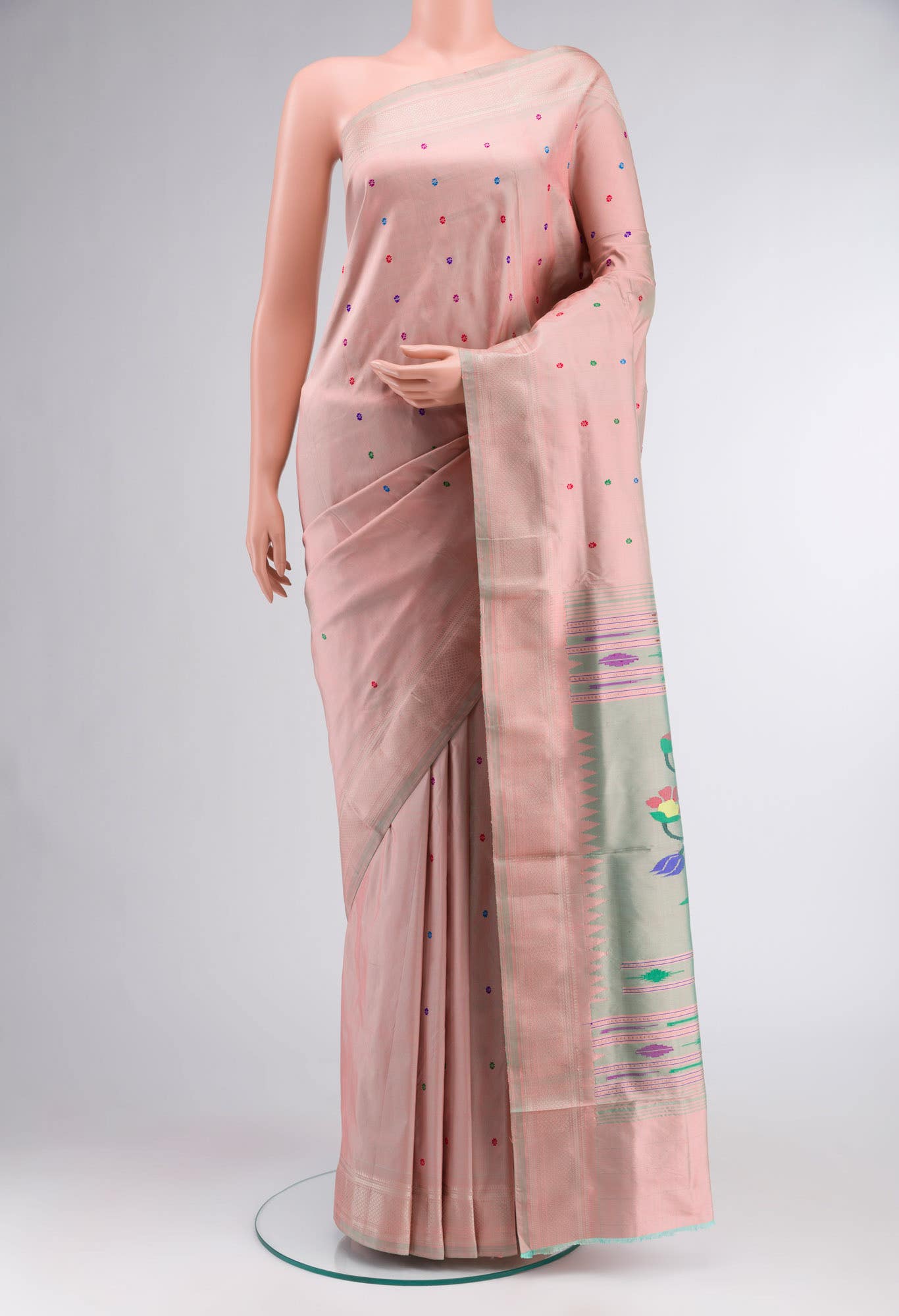 Rose Gold Paithani Silk Saree