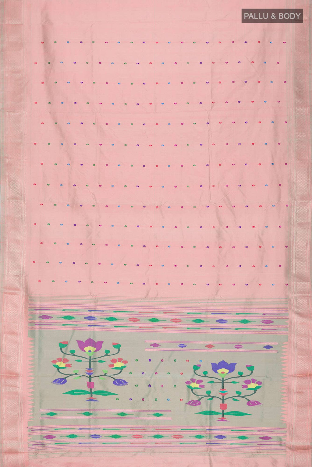Rose Gold Paithani Silk Saree