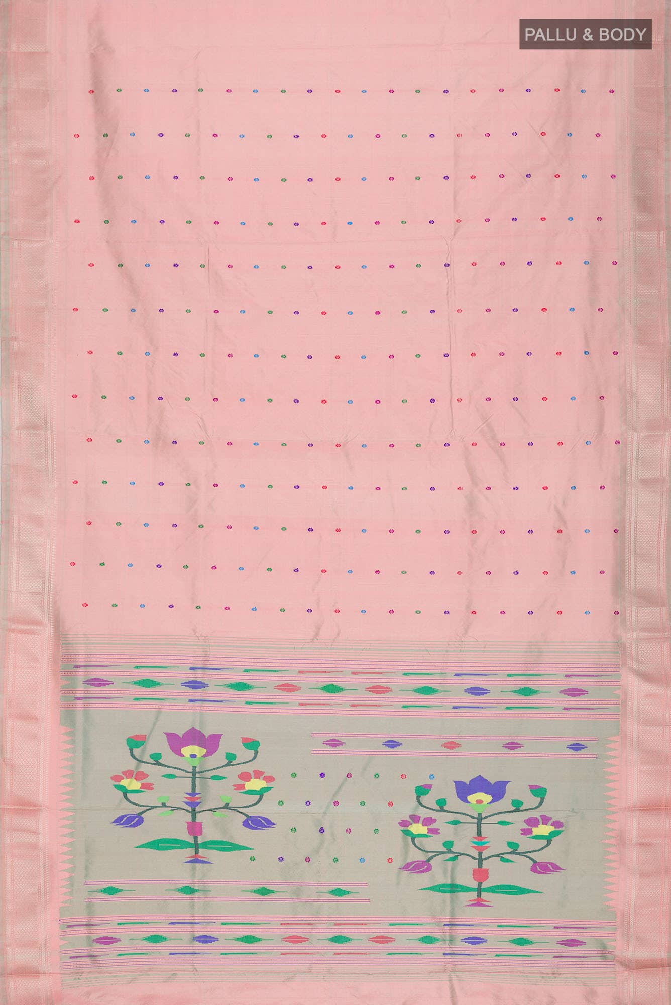Rose Gold Paithani Silk Saree