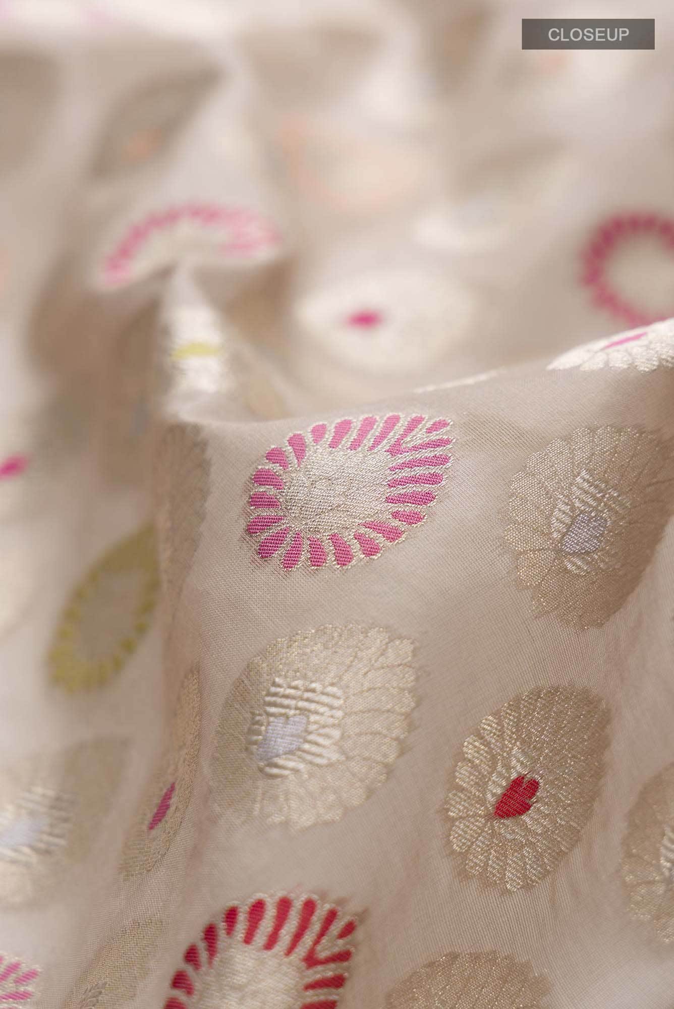 Beige Banarasi Kora Silk Saree