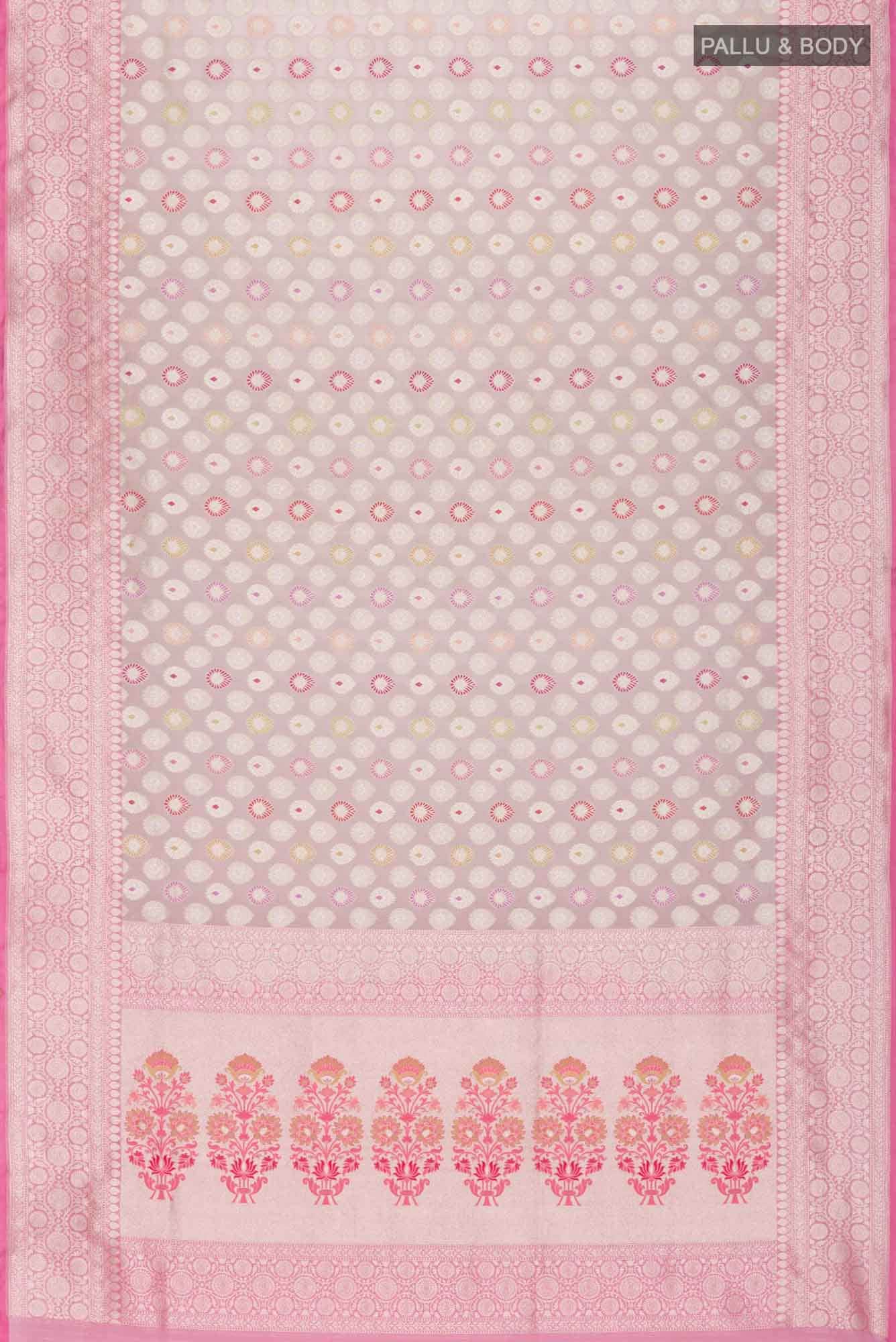 Beige Banarasi Kora Silk Saree