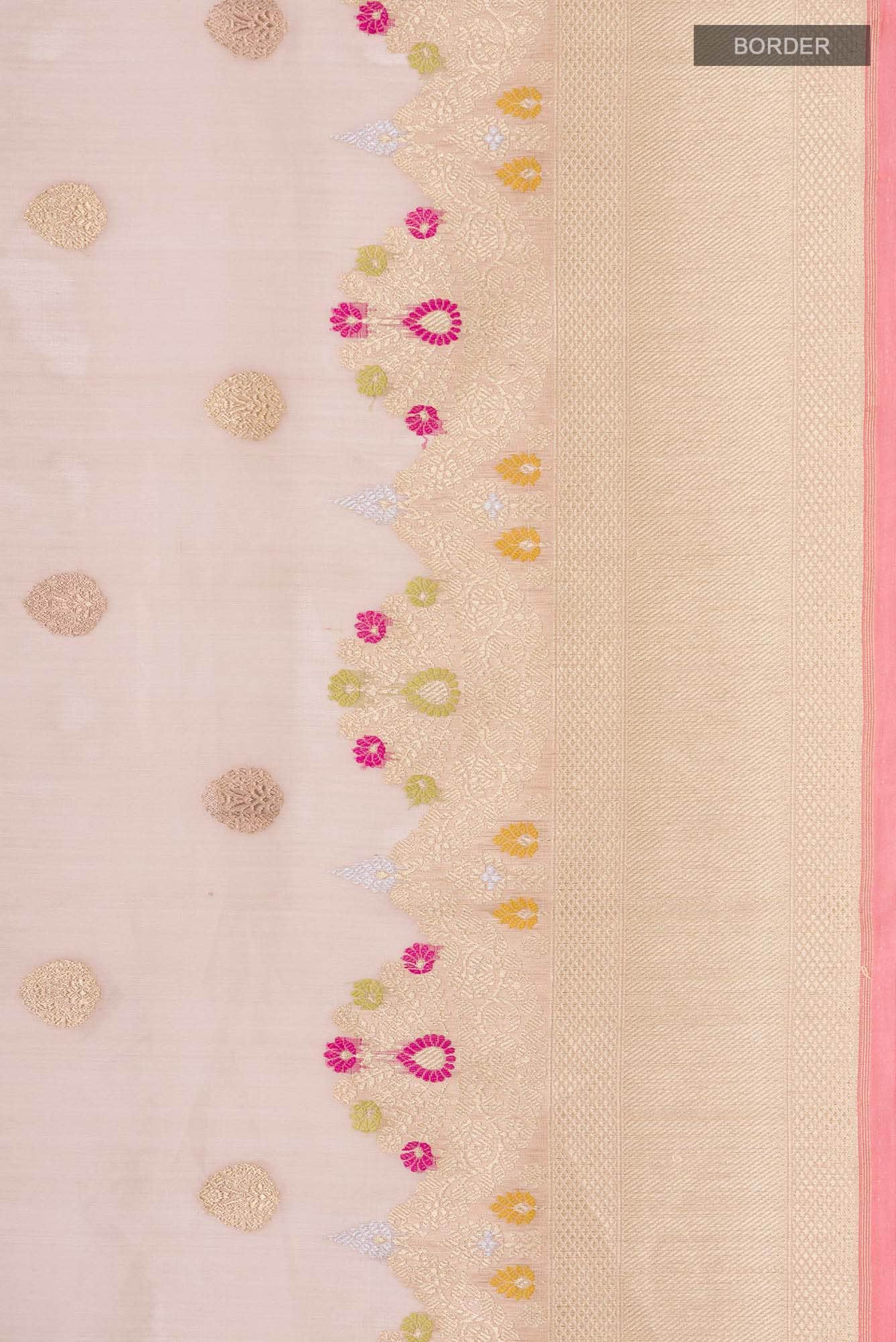 Beige Banarasi Kora Silk Saree