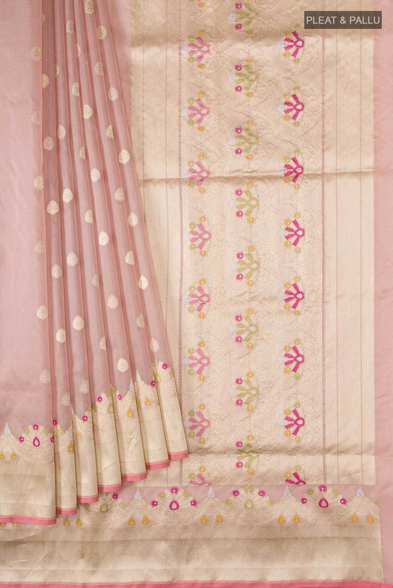 Beige Banarasi Kora Silk Saree