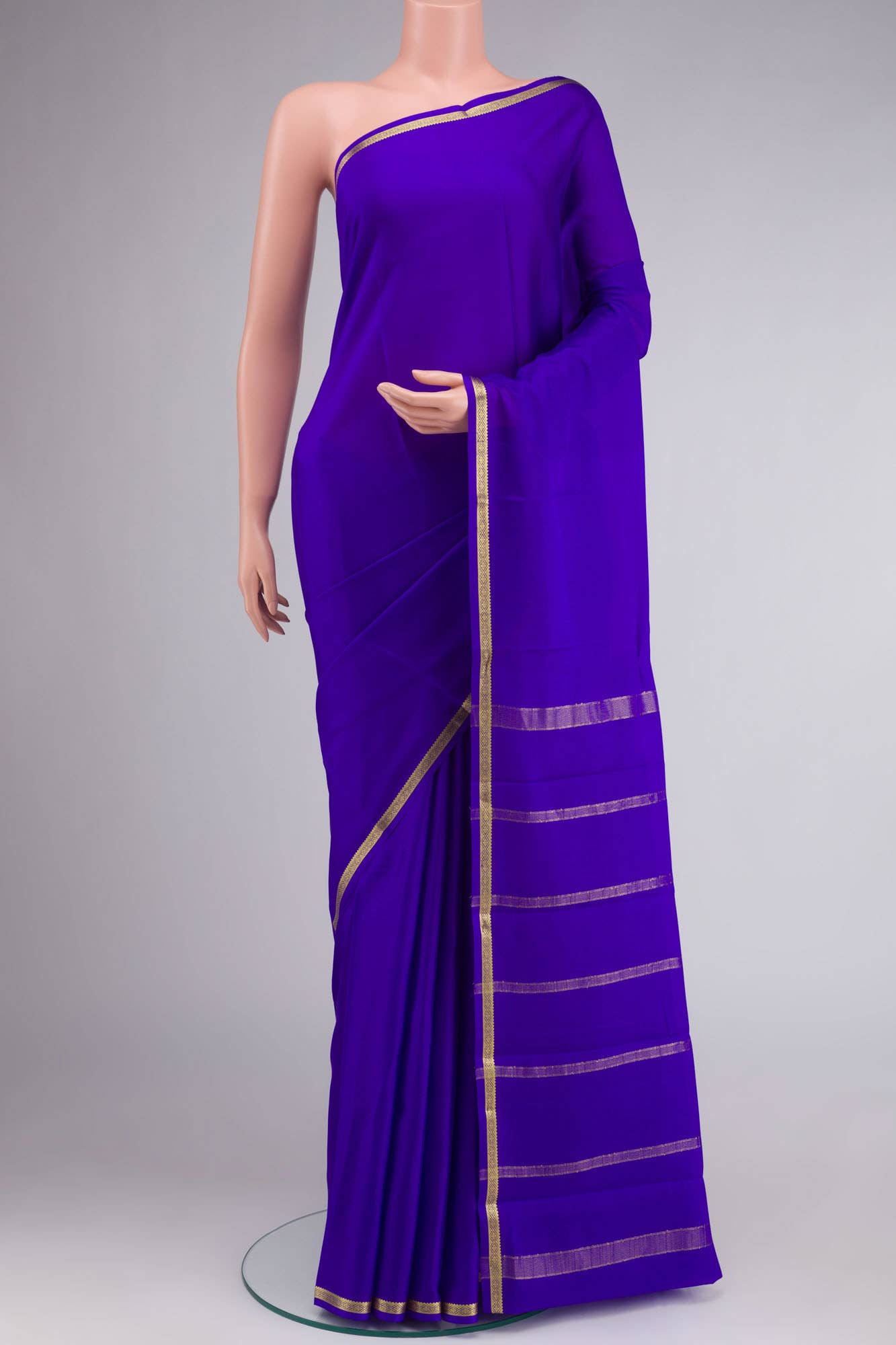Blue Crepe Saree
