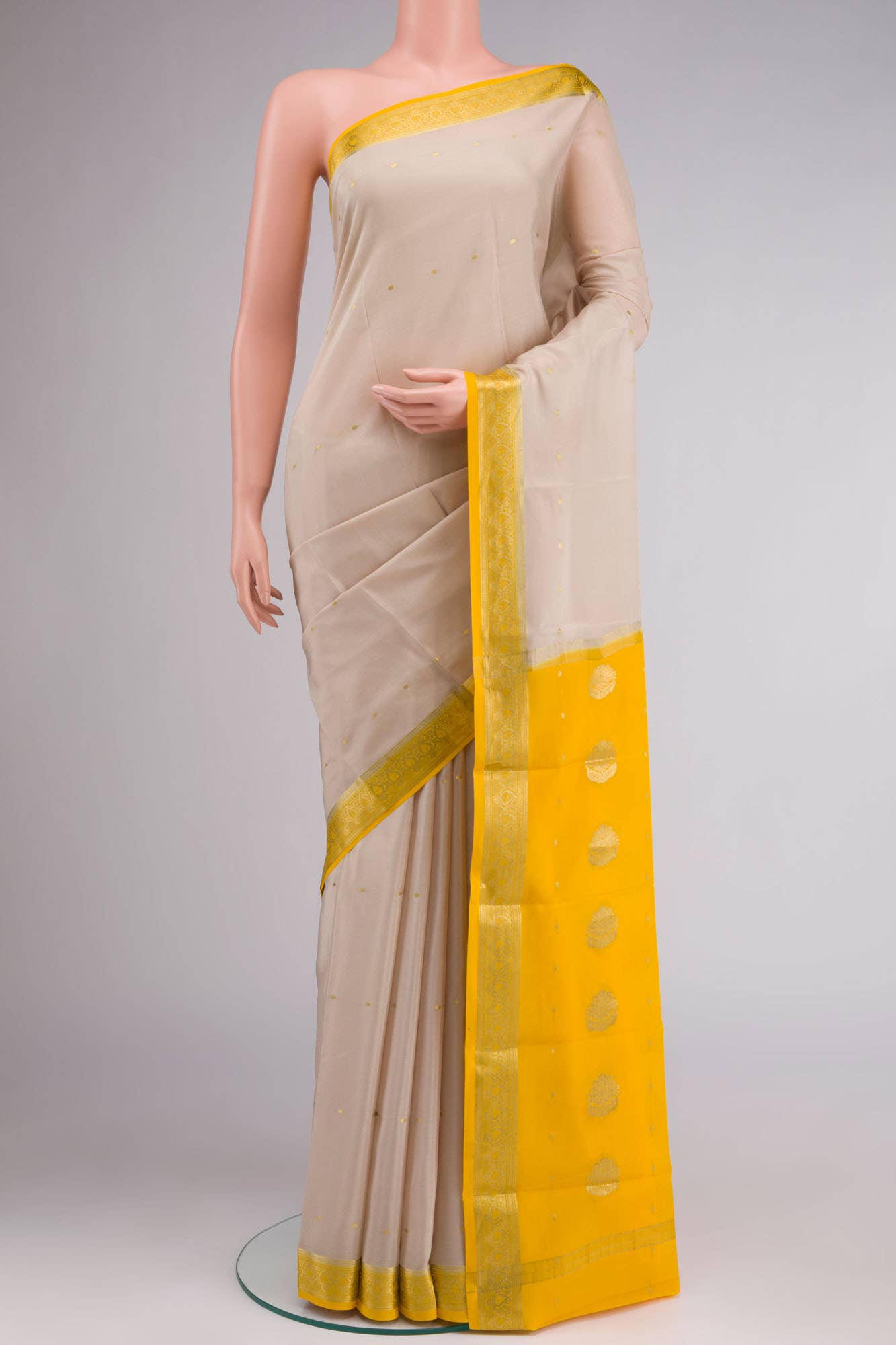 Beige Crepe Saree