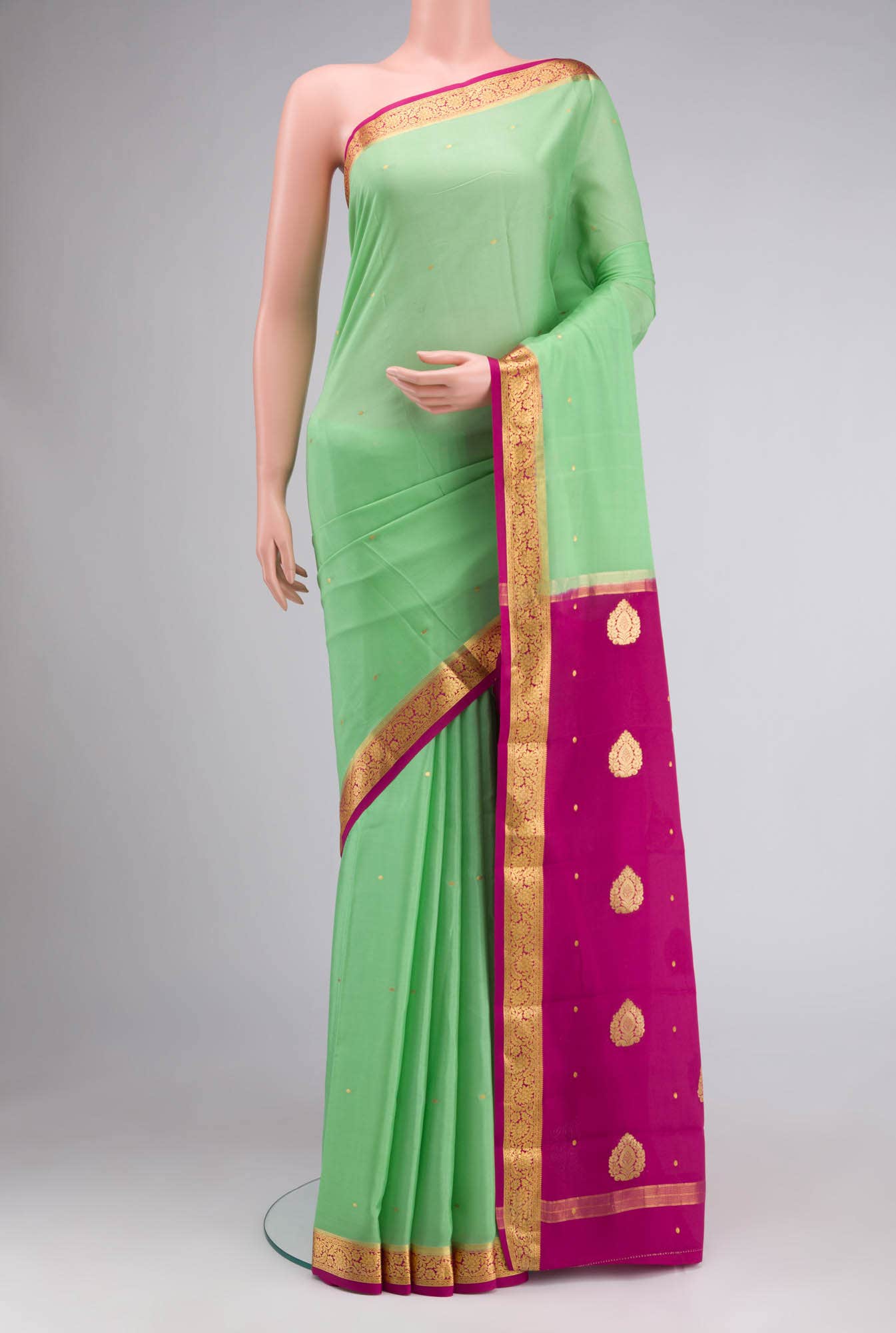 Green Crepe Saree