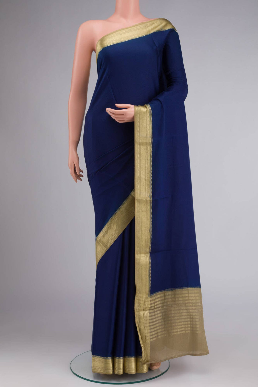 Blue Crepe Saree