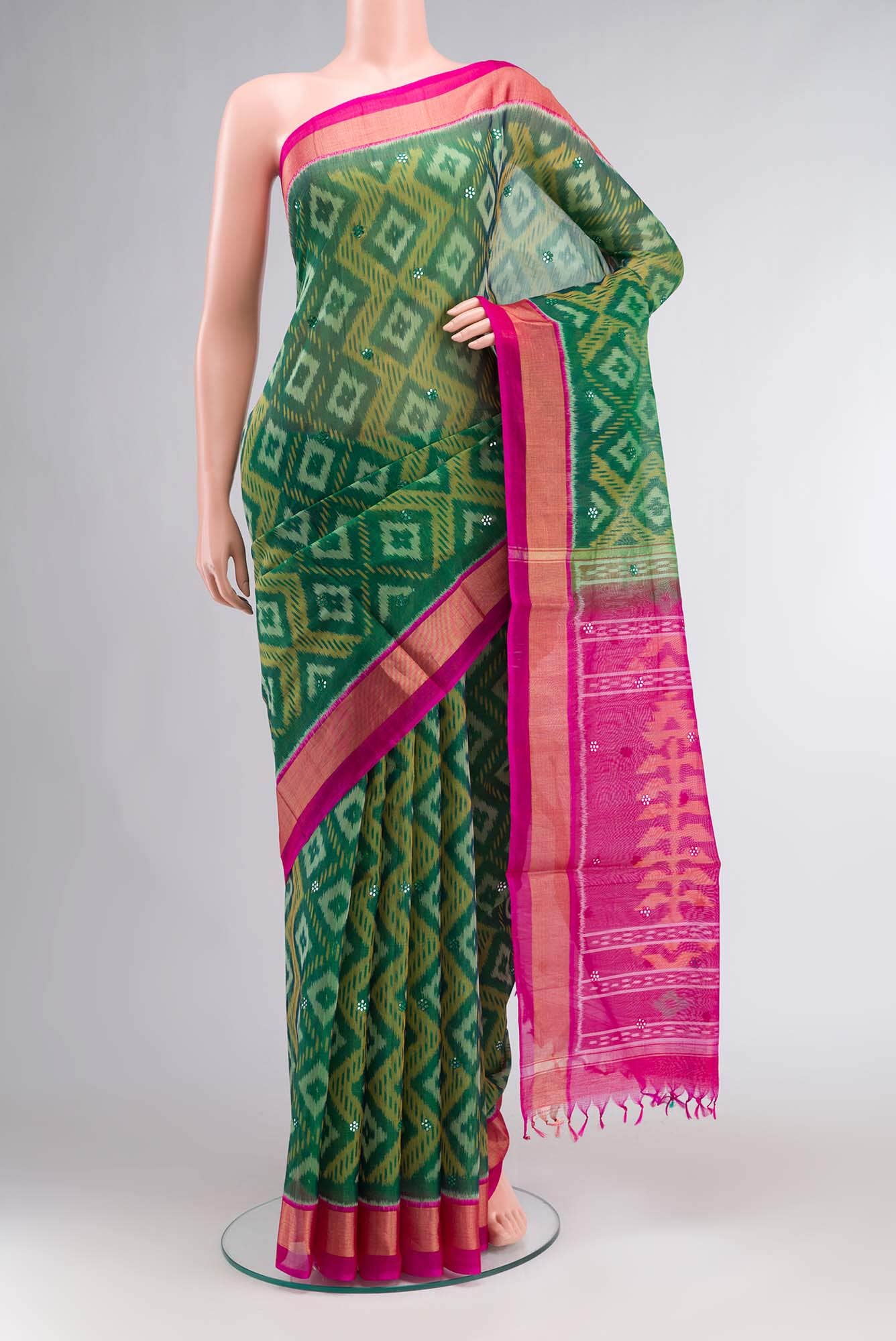 Green Silk Cotton Saree