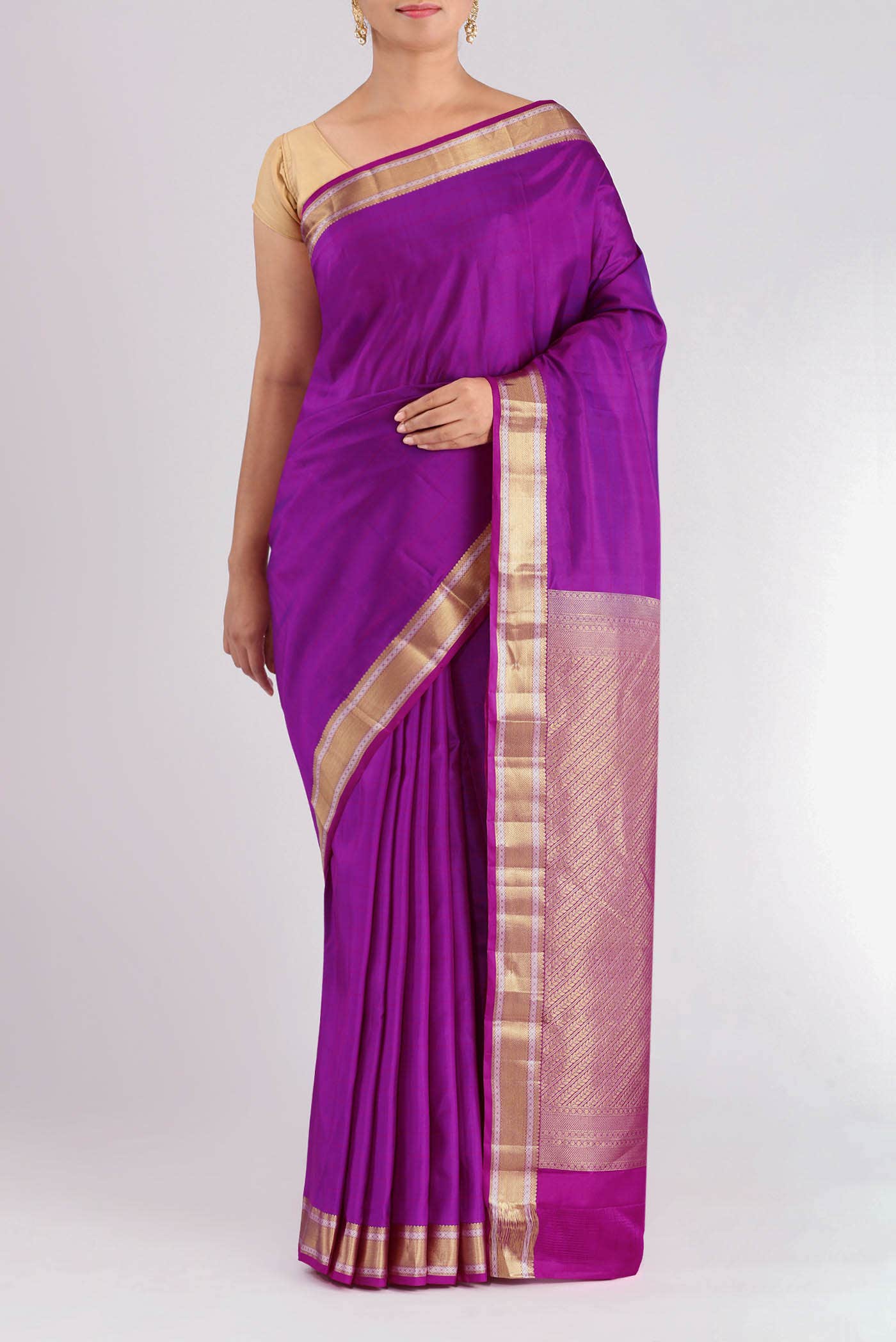 Purple Kanchipuram Silk Saree