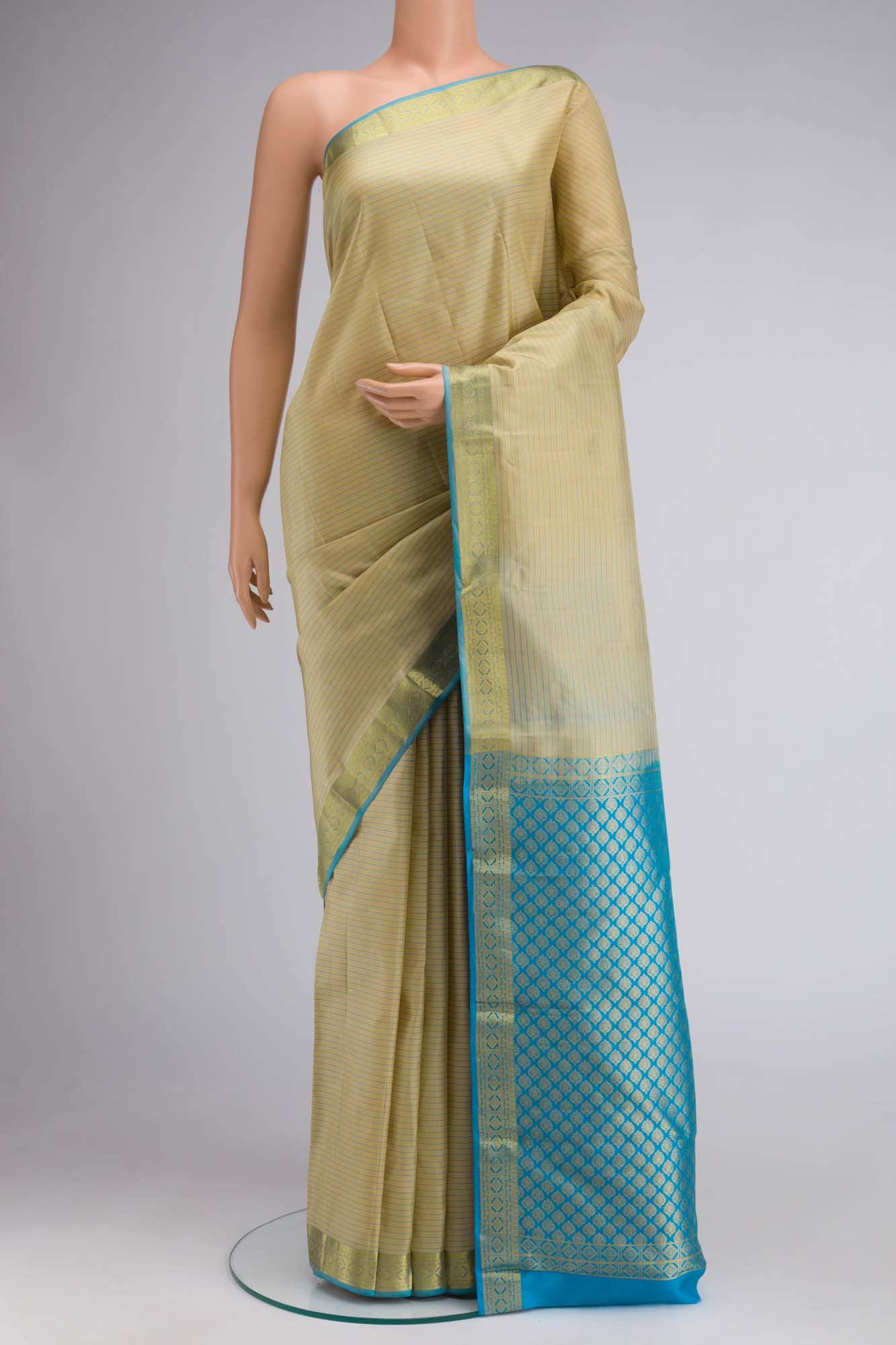 Beige Kanchipuram Silk Saree