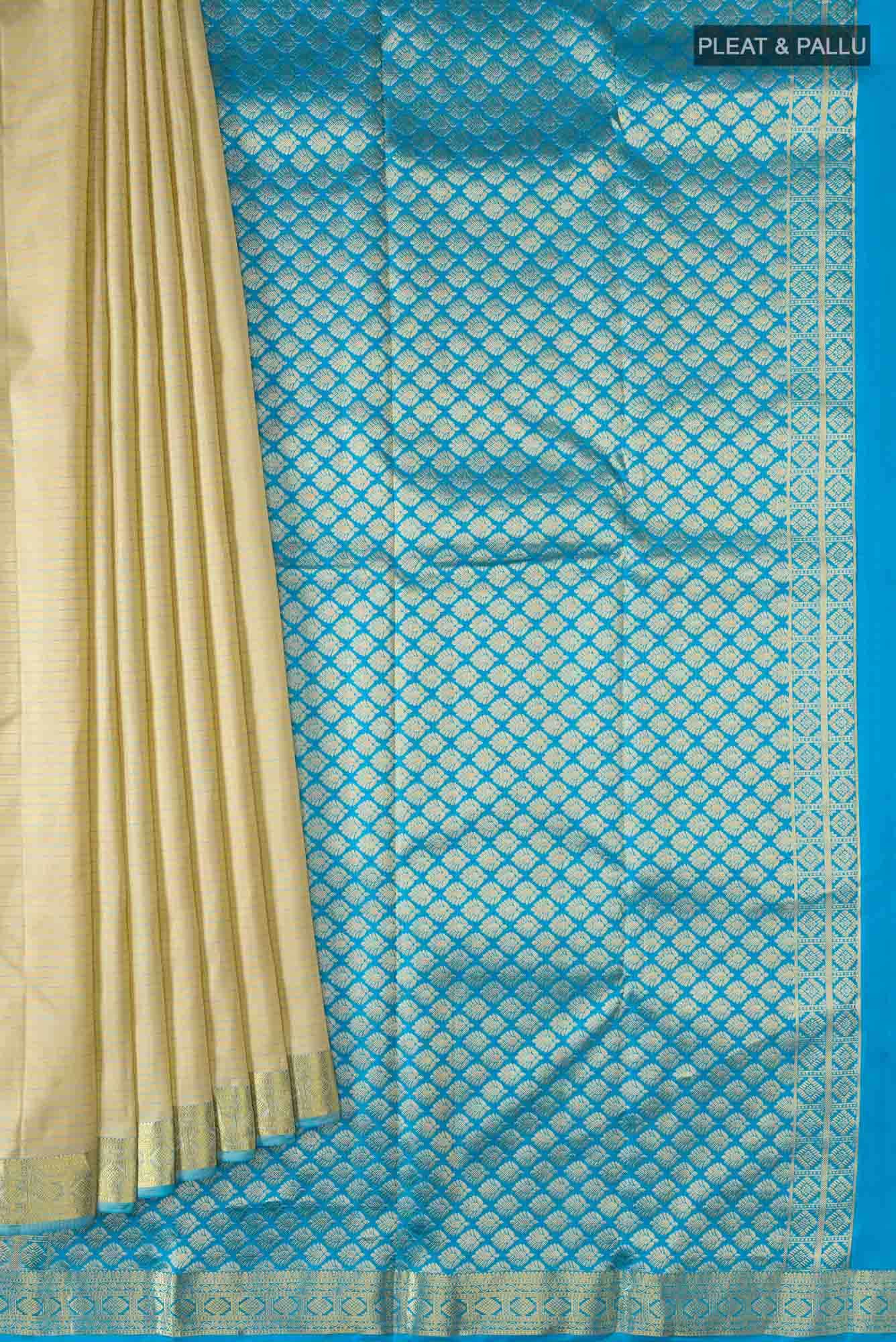 Beige Kanchipuram Silk Saree