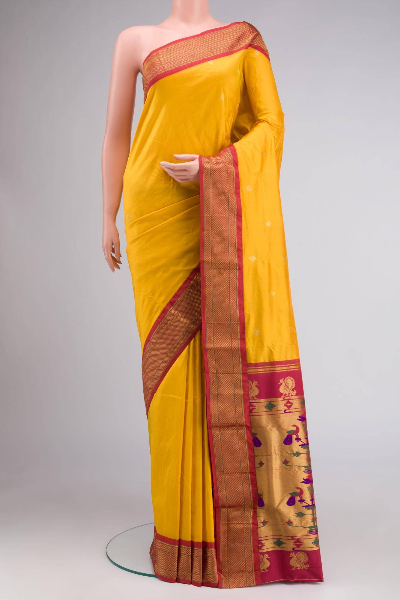 Yellow Bangalore Silk Saree
