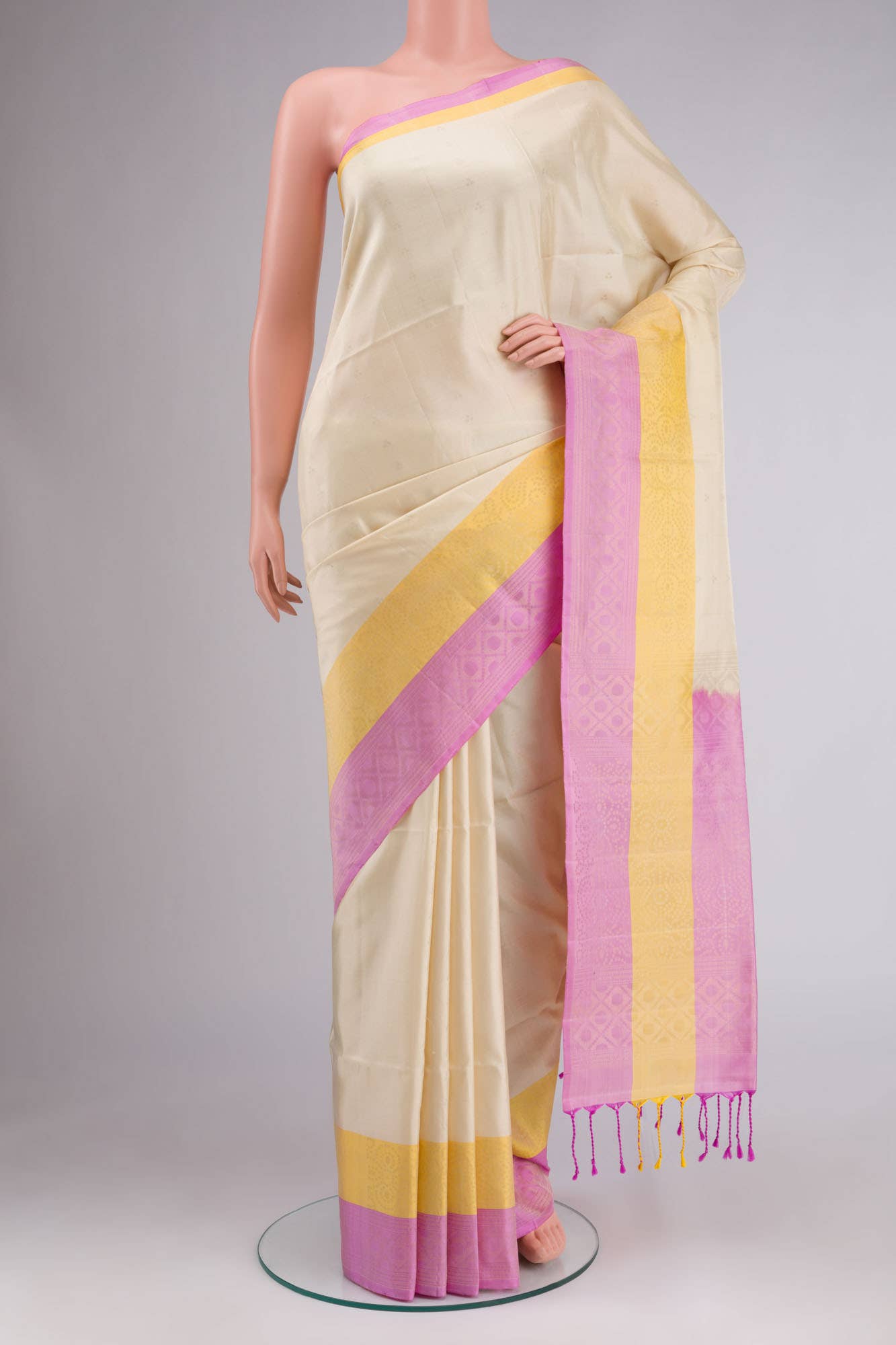 Cream Soft Silk Saree