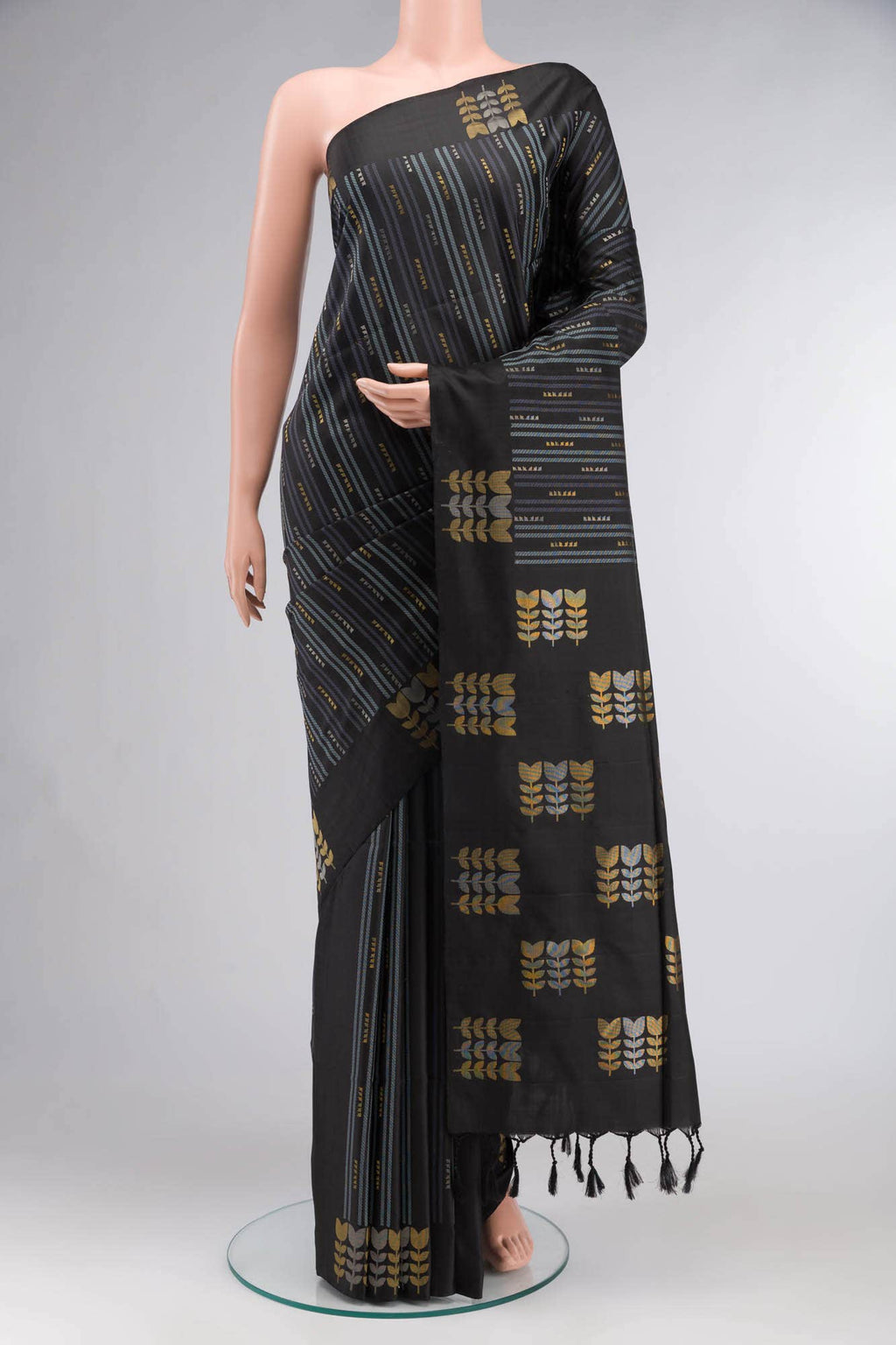 Black Dual Tone Soft Silk Saree