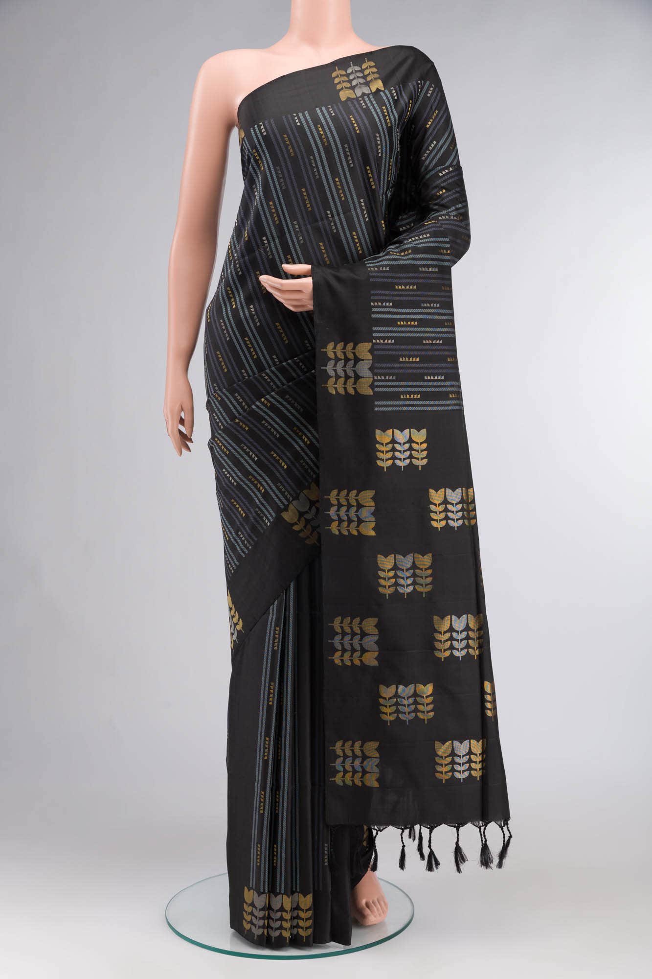 Black Dual Tone Soft Silk Saree