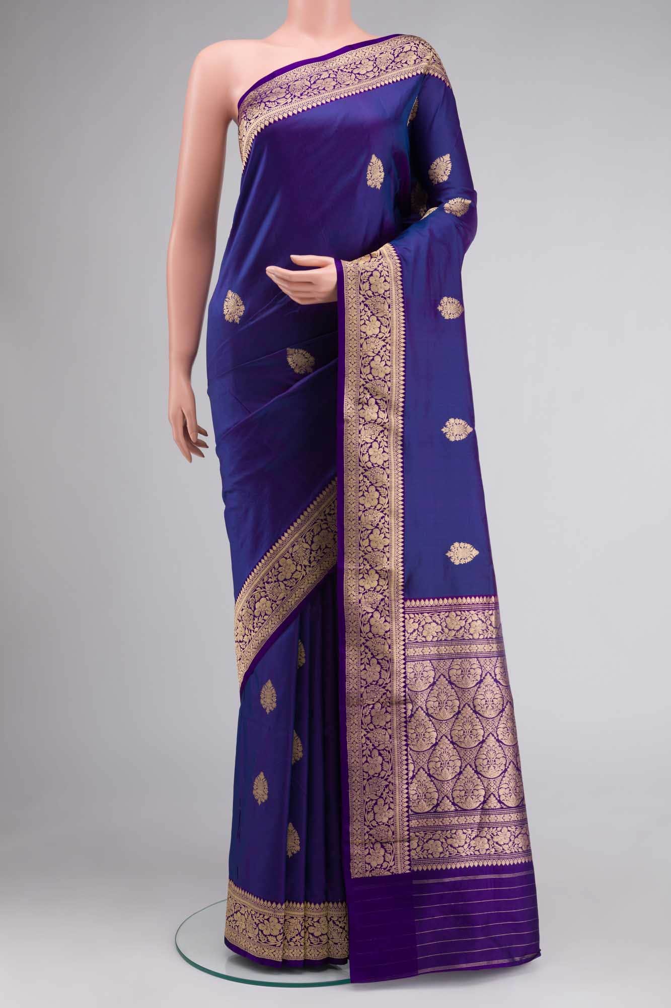 Blue Banarasi Katan Silk Saree
