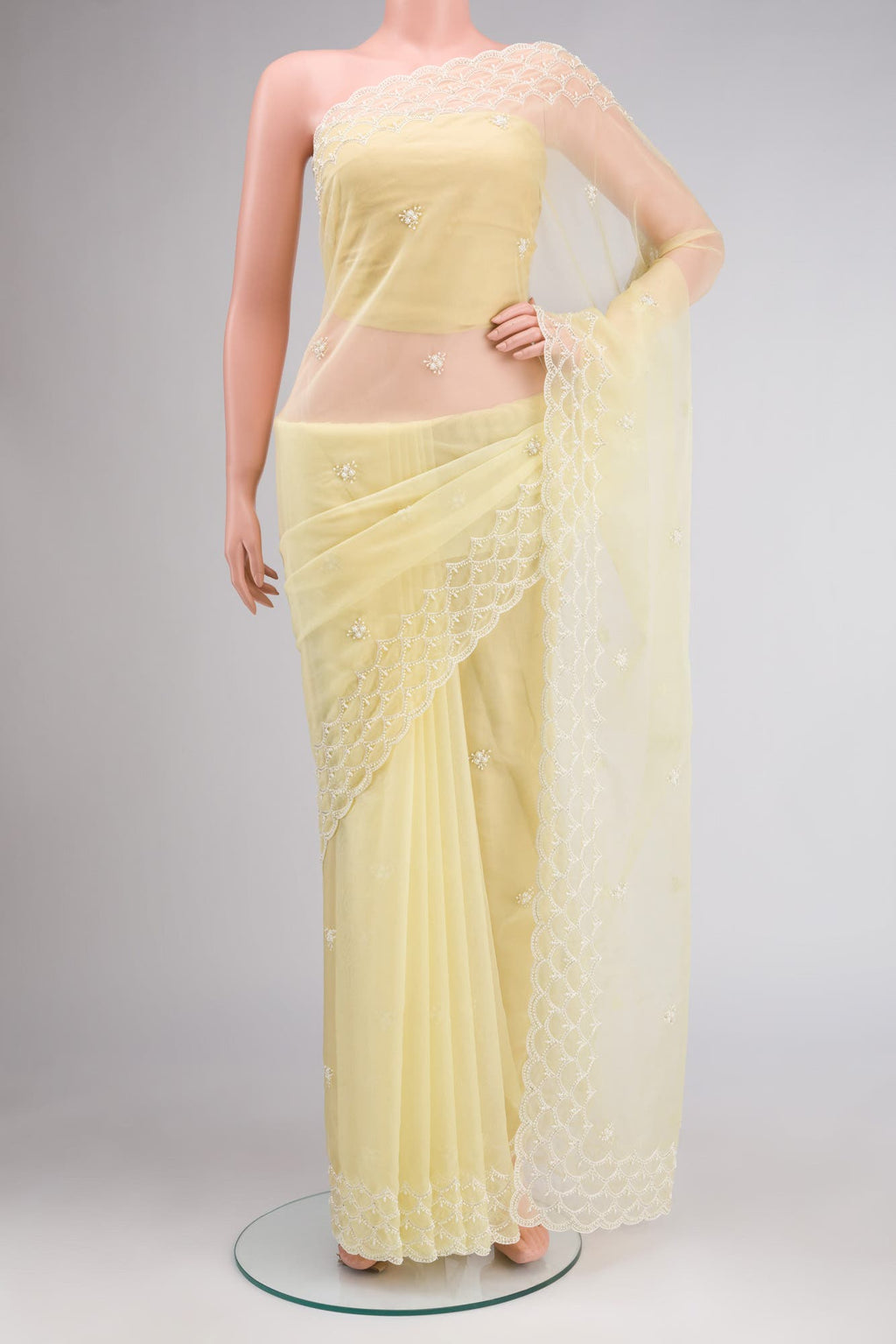 Yellow Organza Silk Saree
