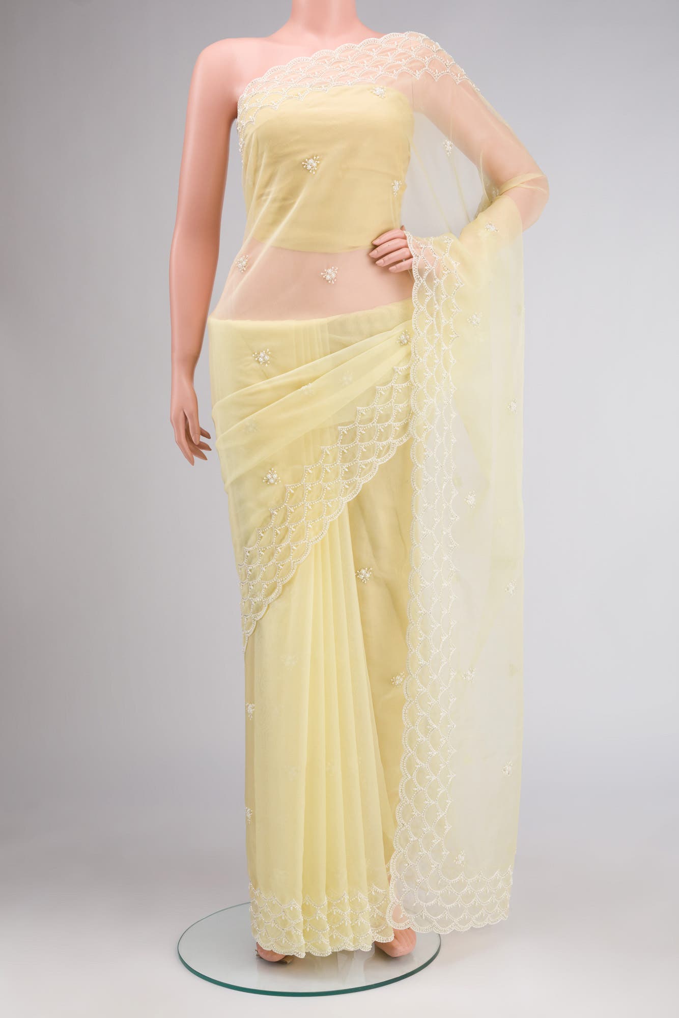 Yellow Organza Silk Saree