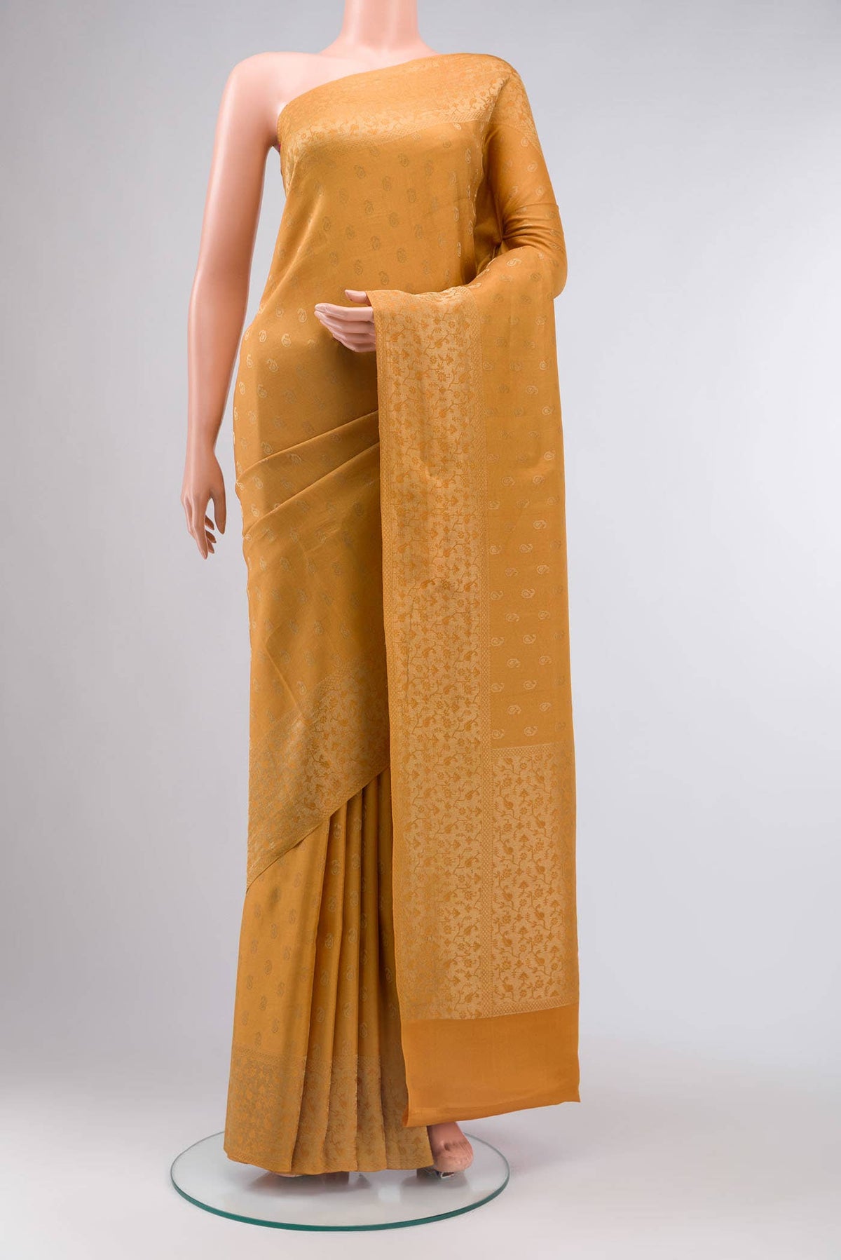 Mustard Mysore Crepe Saree