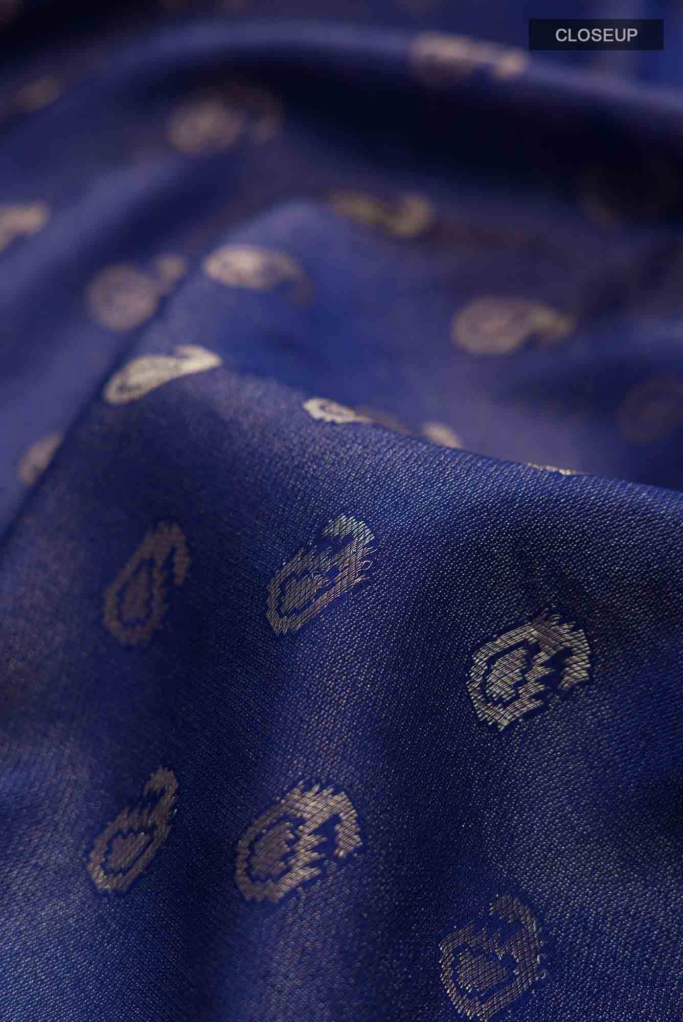 Blue Mysore Crepe Saree