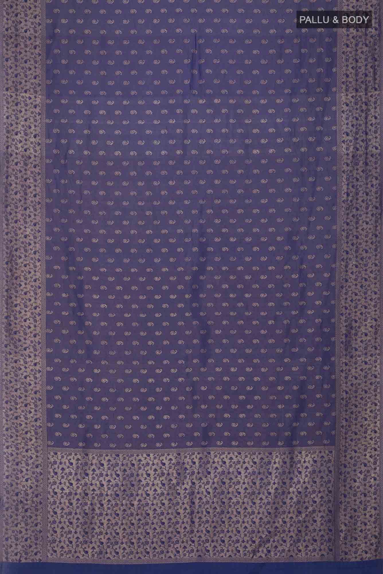 Blue Mysore Crepe Saree